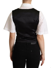 Dolce & Gabbana Black Silk Sleeveless Waistcoat Vest -   -  Dolce & Gabbana.
