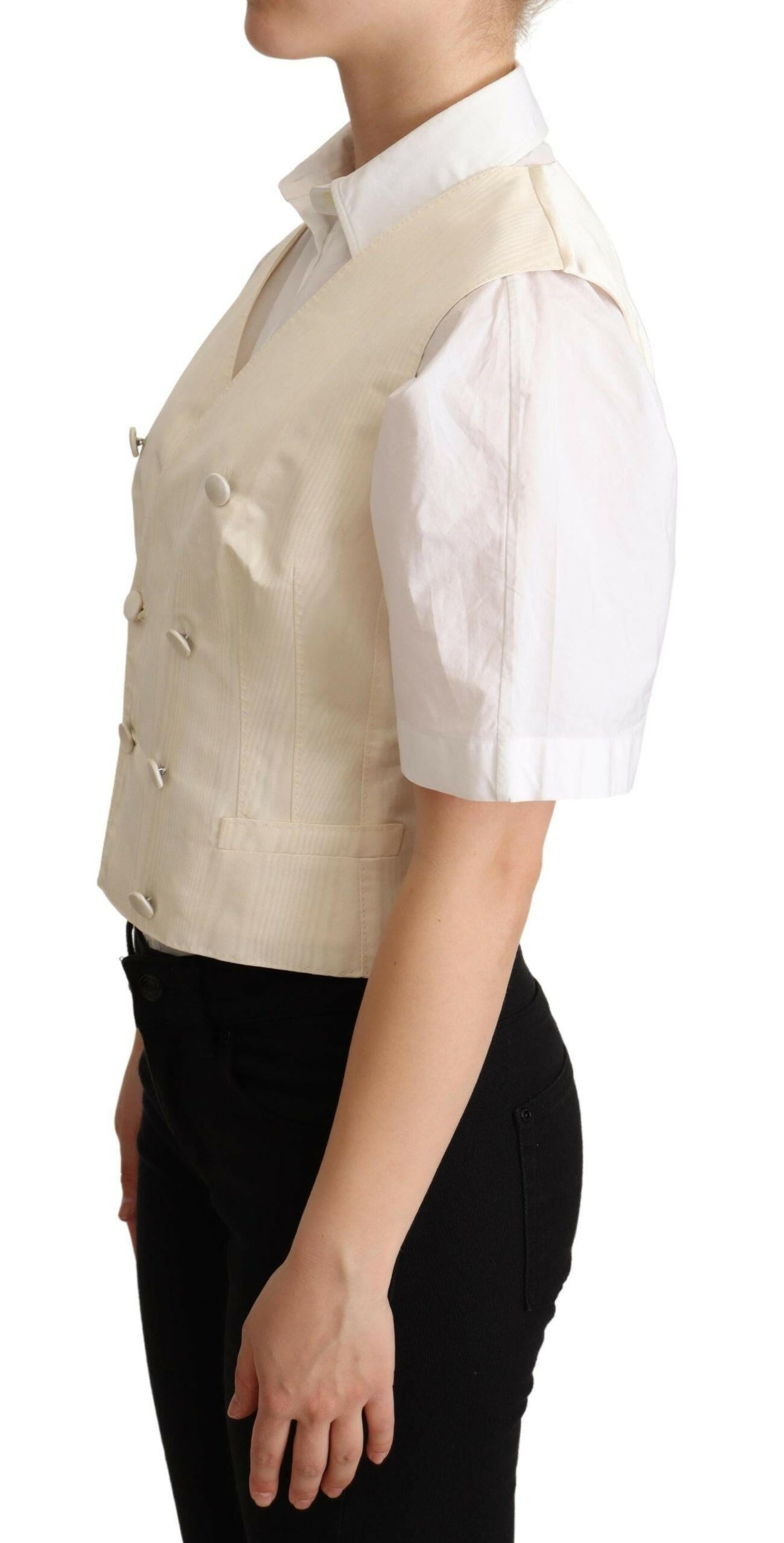 Dolce & Gabbana Beige Silk Sleeveless Waistcoat Vest -   -  Dolce & Gabbana.