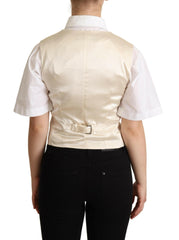 Dolce & Gabbana Beige Silk Sleeveless Waistcoat Vest -   -  Dolce & Gabbana.
