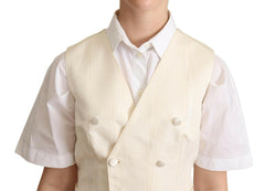 Dolce & Gabbana Beige Silk Sleeveless Waistcoat Vest -   -  Dolce & Gabbana.
