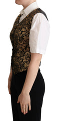 Dolce & Gabbana Black Gold Jacquard Silk Waistcoat Vest -   -  Dolce & Gabbana.