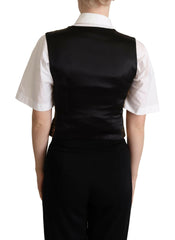 Dolce & Gabbana Black Gold Jacquard Silk Waistcoat Vest -   -  Dolce & Gabbana.