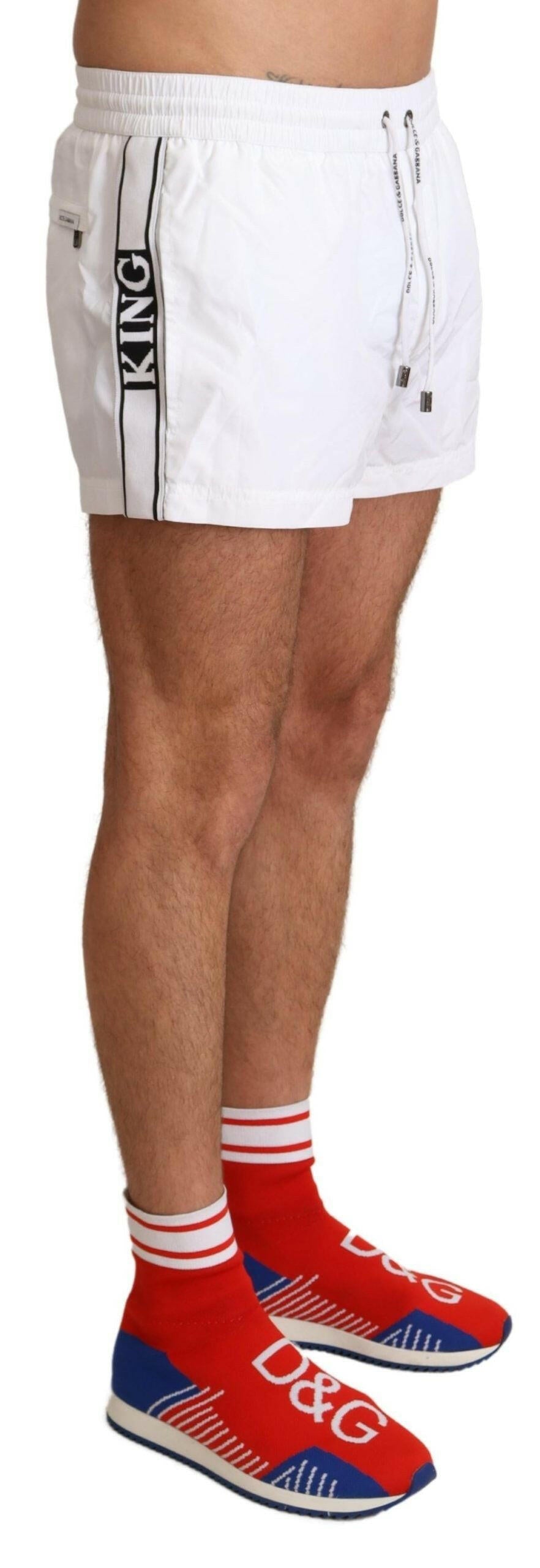 Dolce & Gabbana White King Mens Beachwear Swimwear Shorts -   -  Dolce & Gabbana.