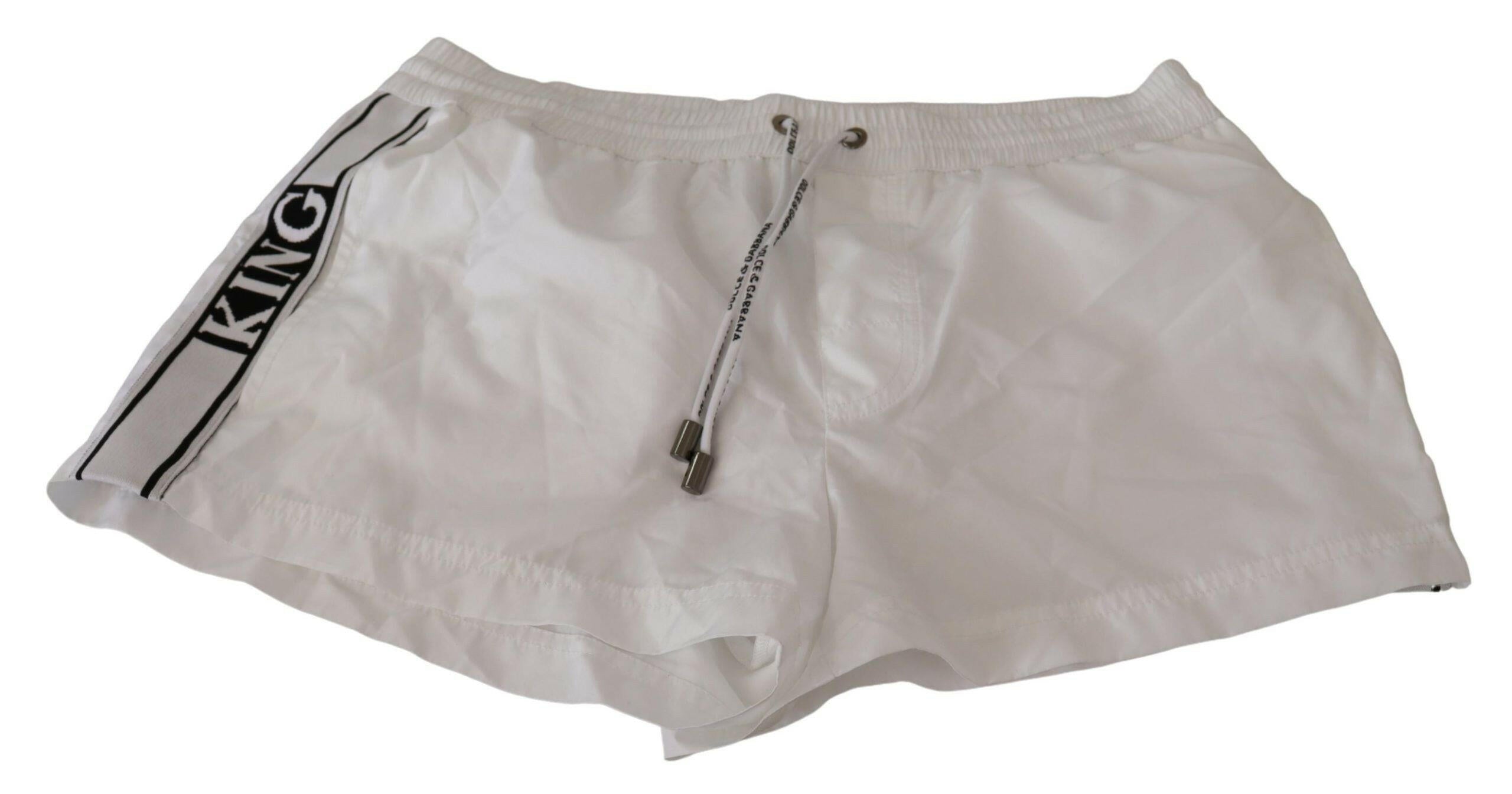 Dolce & Gabbana White King Mens Beachwear Swimwear Shorts -   -  Dolce & Gabbana.