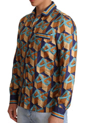 Dolce & Gabbana Multicolor DG Logo Silk Mens Top Shirt -   -  Dolce & Gabbana.