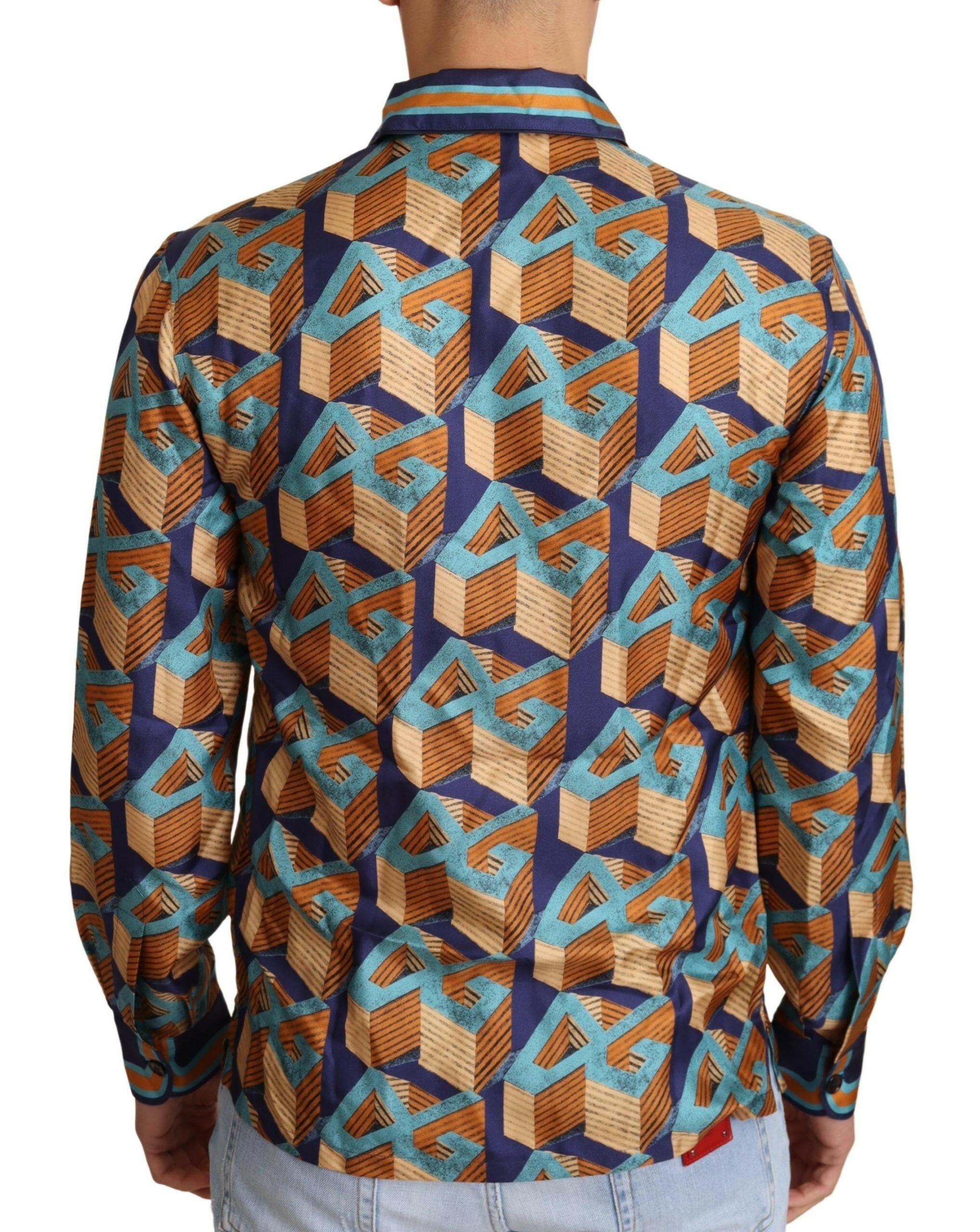 Dolce & Gabbana Multicolor DG Logo Silk Mens Top Shirt -   -  Dolce & Gabbana.