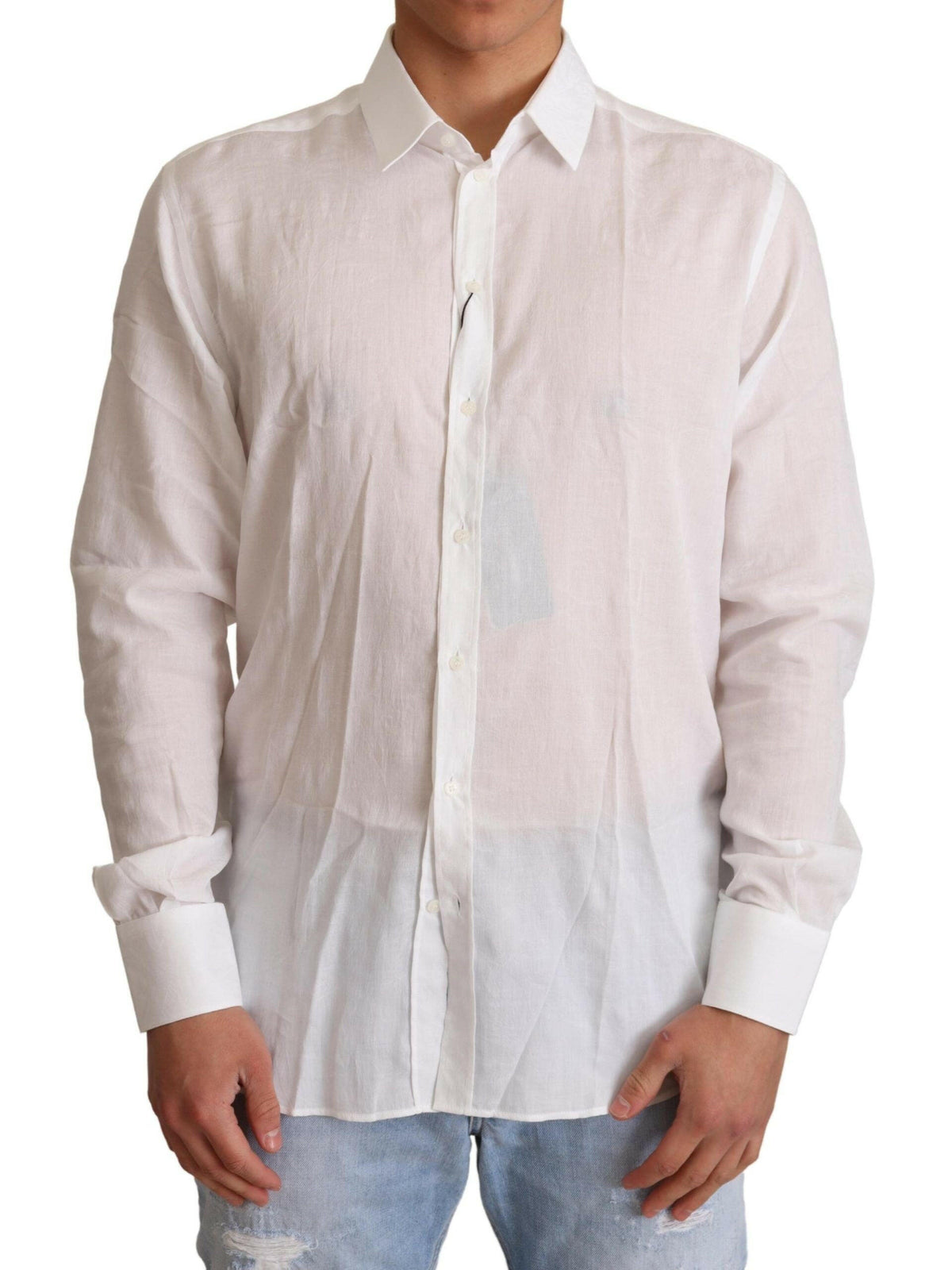 Dolce & Gabbana White Cotton Floral Pattern MARTINI Shirt -   -  Dolce & Gabbana.