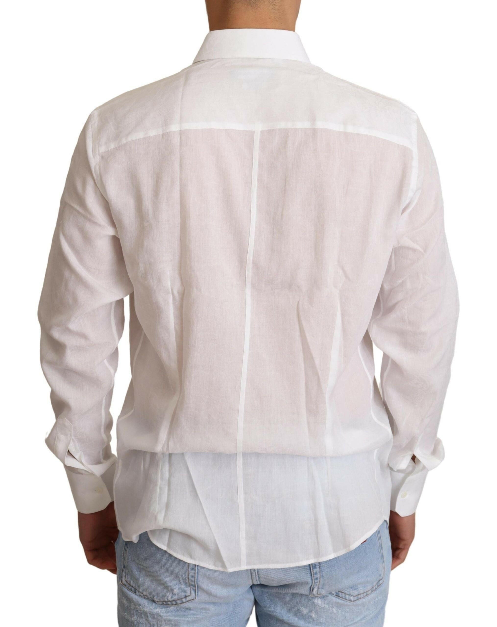 Dolce & Gabbana White Cotton Floral Pattern MARTINI Shirt -   -  Dolce & Gabbana.
