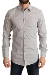 Dolce & Gabbana Gray Cotton Slim Fit Mens SICILY Shirt -   -  Dolce & Gabbana.