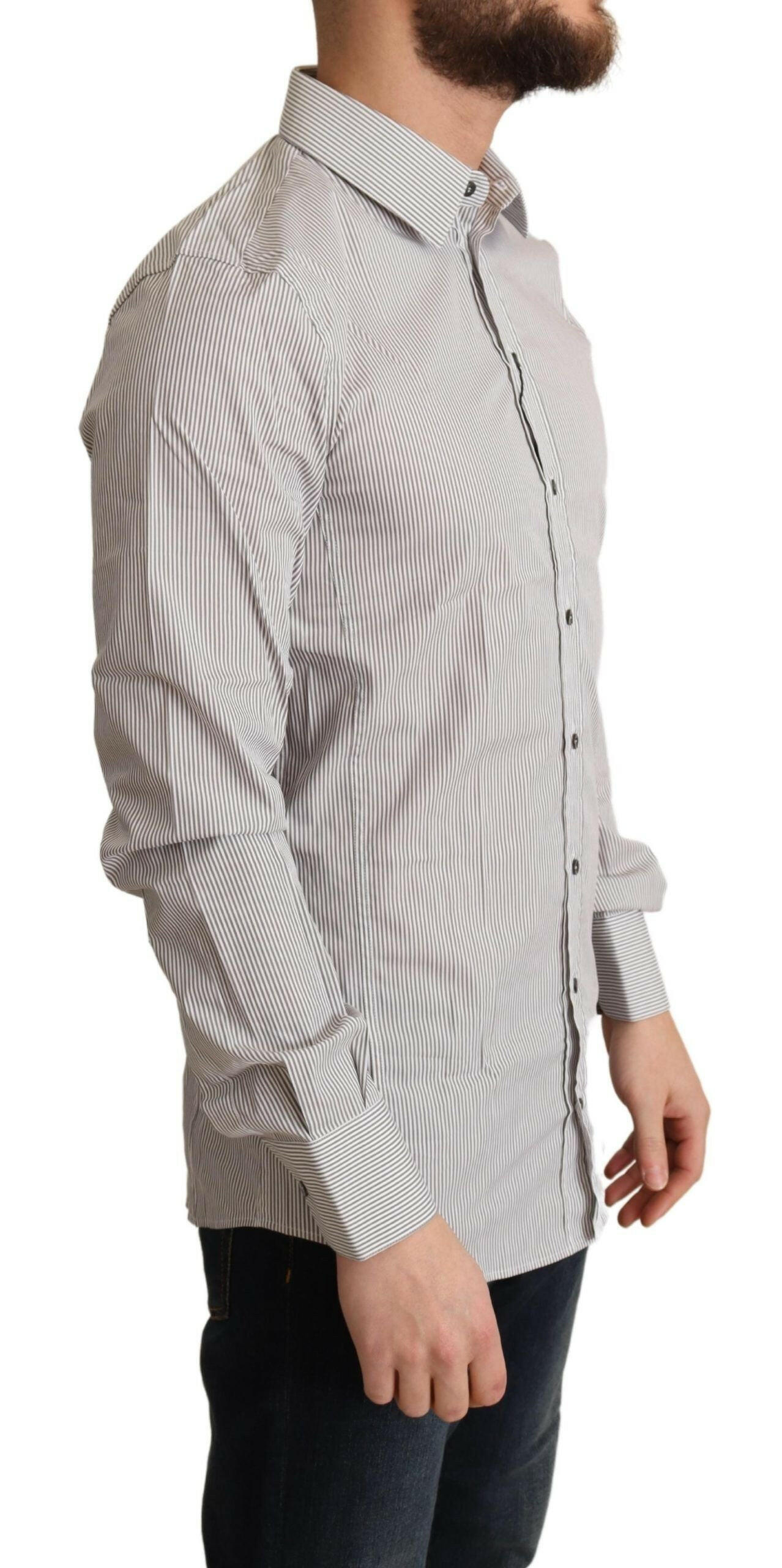 Dolce & Gabbana Gray Cotton Slim Fit Mens SICILY Shirt -   -  Dolce & Gabbana.