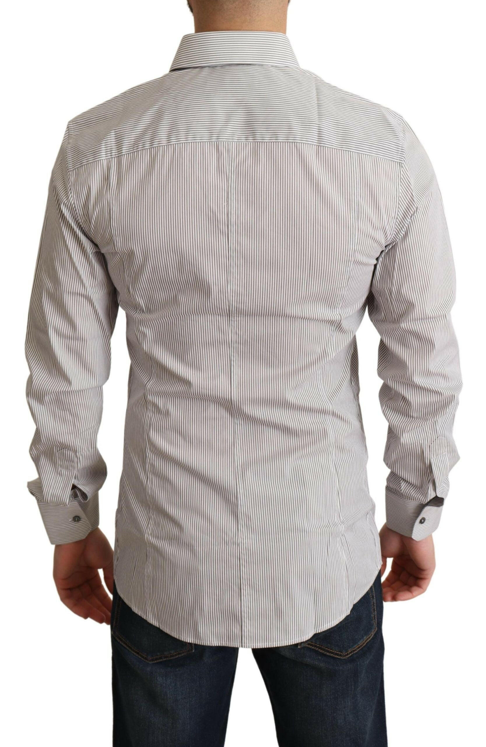 Dolce & Gabbana Gray Cotton Slim Fit Mens SICILY Shirt -   -  Dolce & Gabbana.