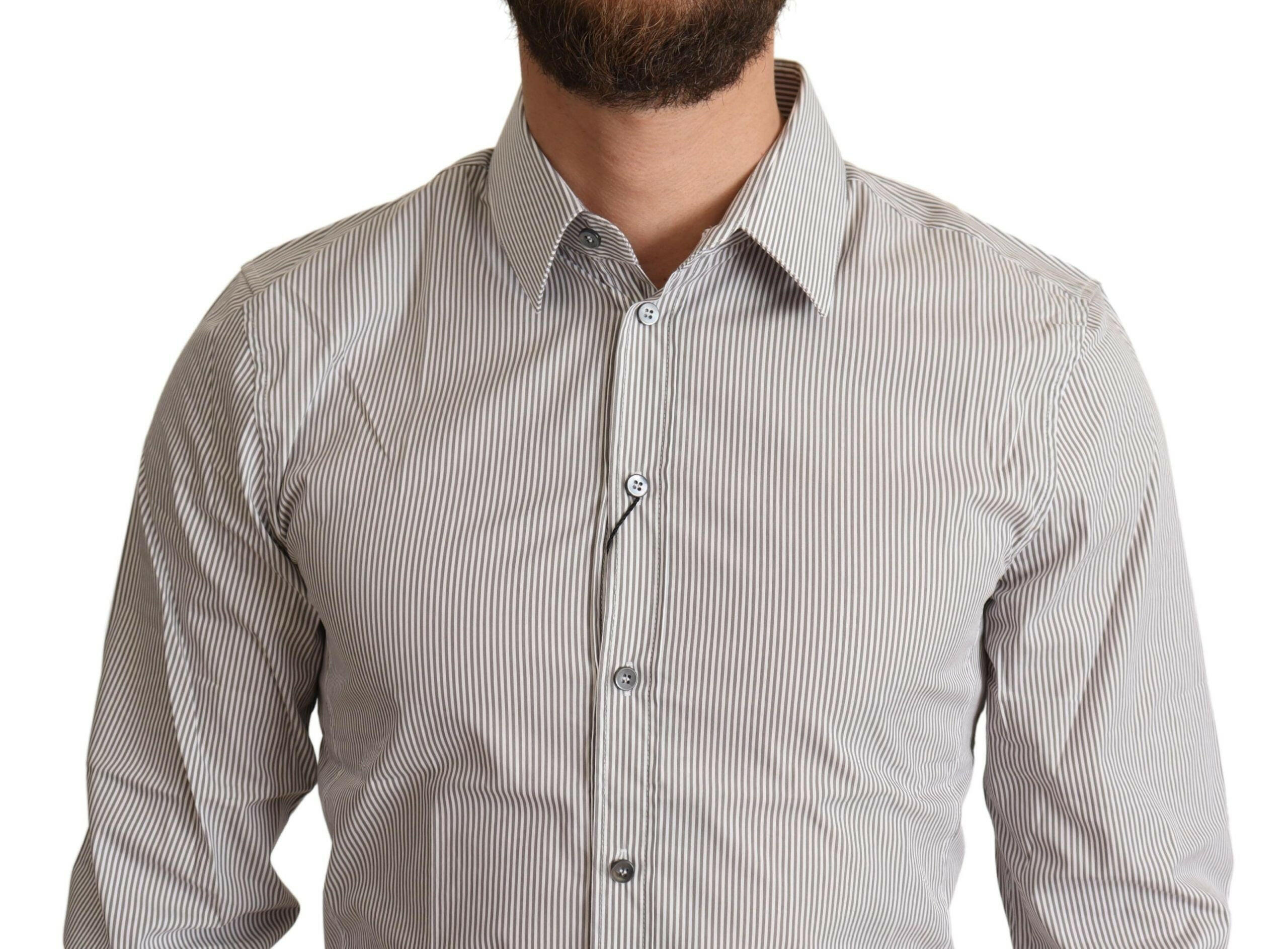 Dolce & Gabbana Gray Cotton Slim Fit Mens SICILY Shirt -   -  Dolce & Gabbana.