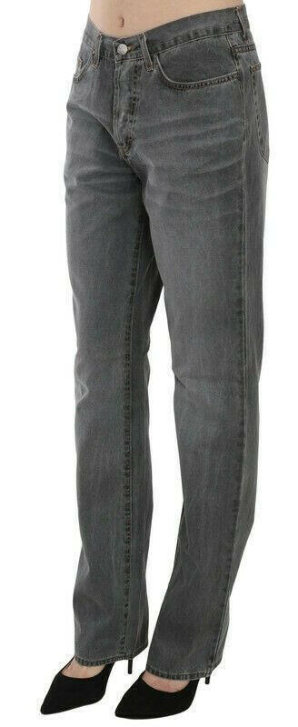 Just Cavalli Gray Washed Mid Waist Straight Denim Pants Jeans -   -  Just Cavalli.