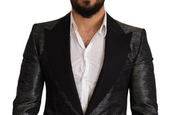 Dolce & Gabbana Gray Metallic Black Slim Tuxedo Blazer -   -  Dolce & Gabbana.