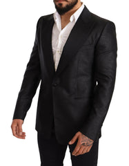 Dolce & Gabbana Black Metallic Slim Jacket Tuxedo Blazer -   -  Dolce & Gabbana.