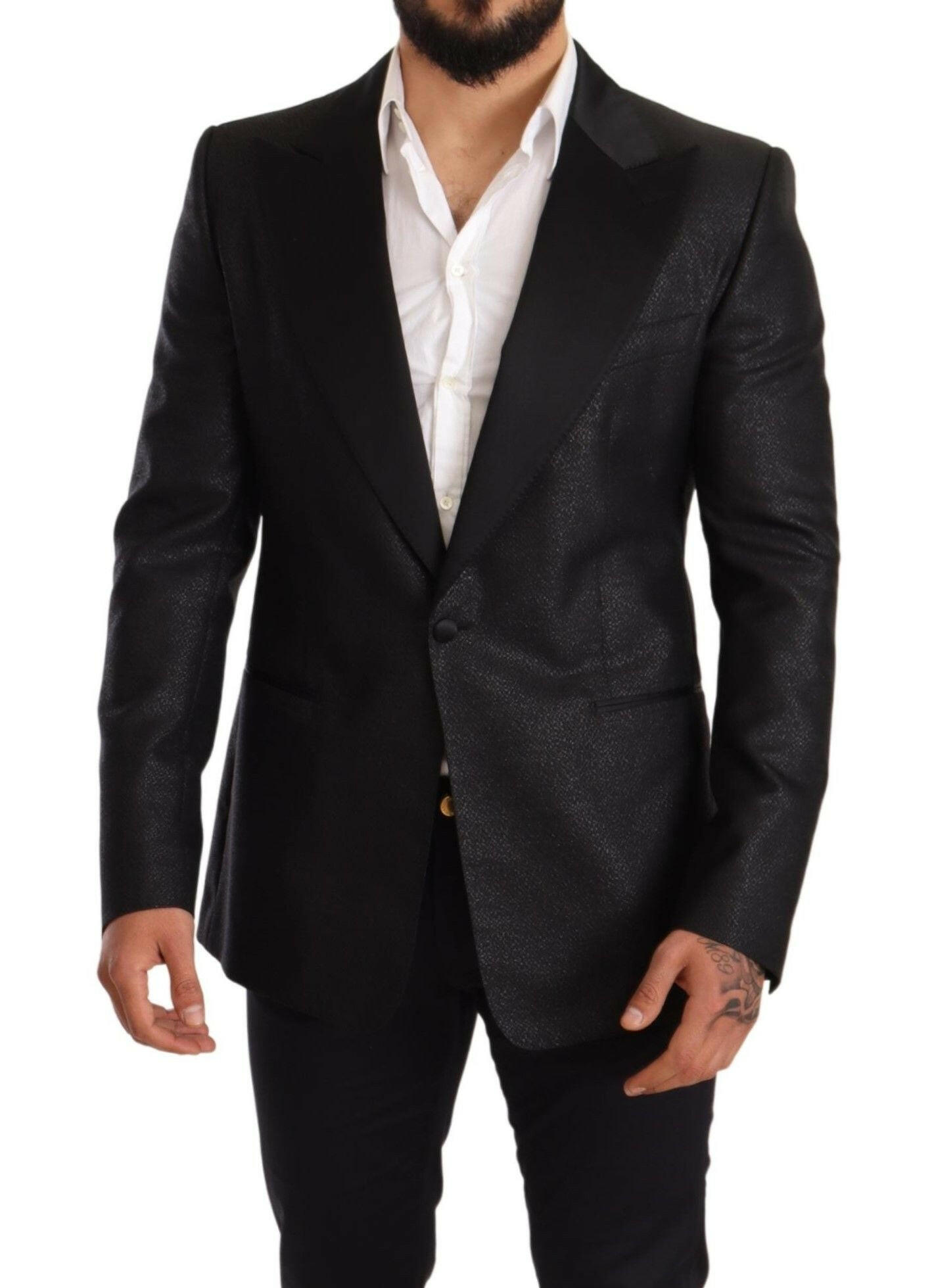 Dolce & Gabbana Black Metallic Slim Jacket Tuxedo Blazer -   -  Dolce & Gabbana.