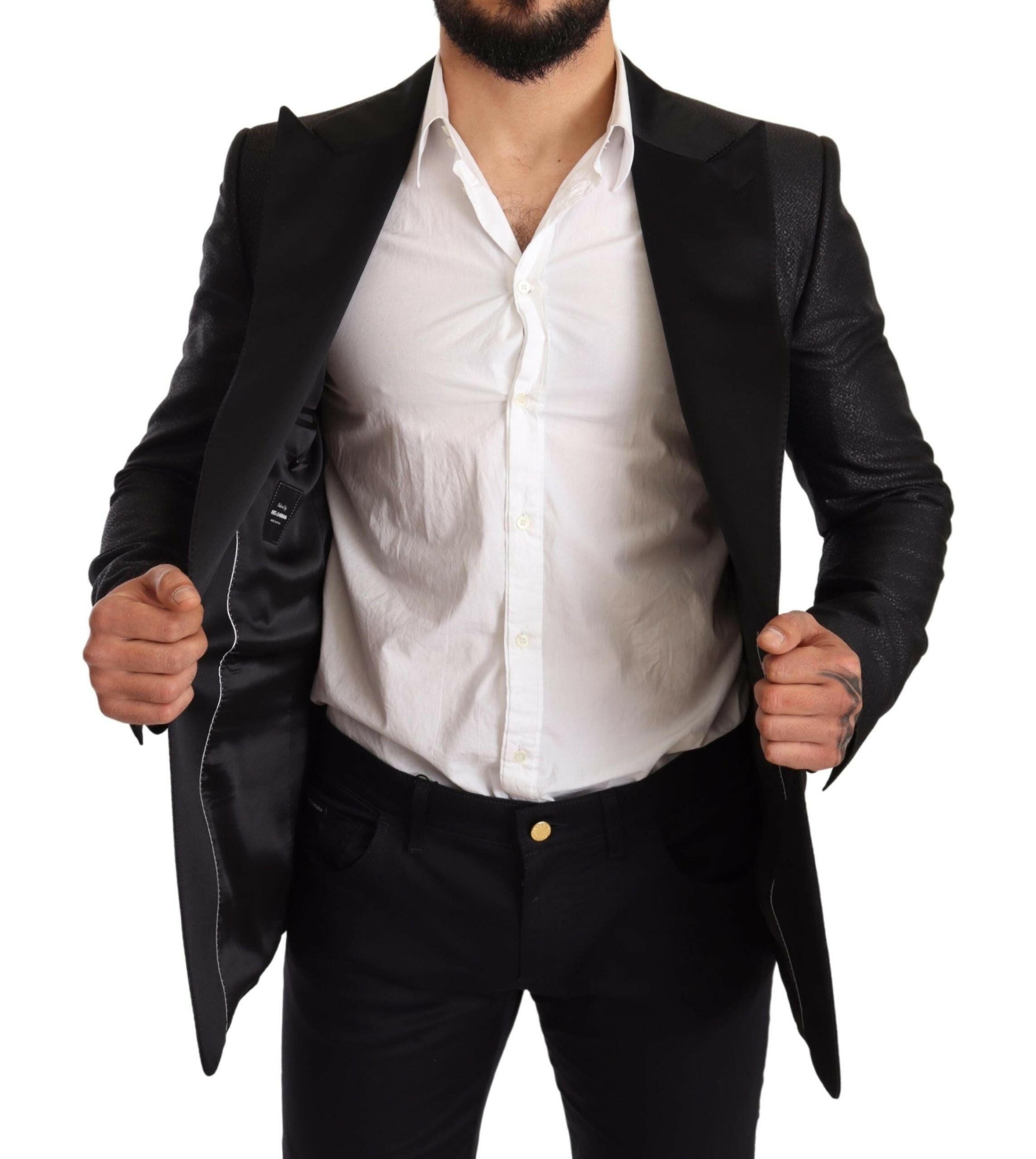 Dolce & Gabbana Black Metallic Slim Jacket Tuxedo Blazer -   -  Dolce & Gabbana.