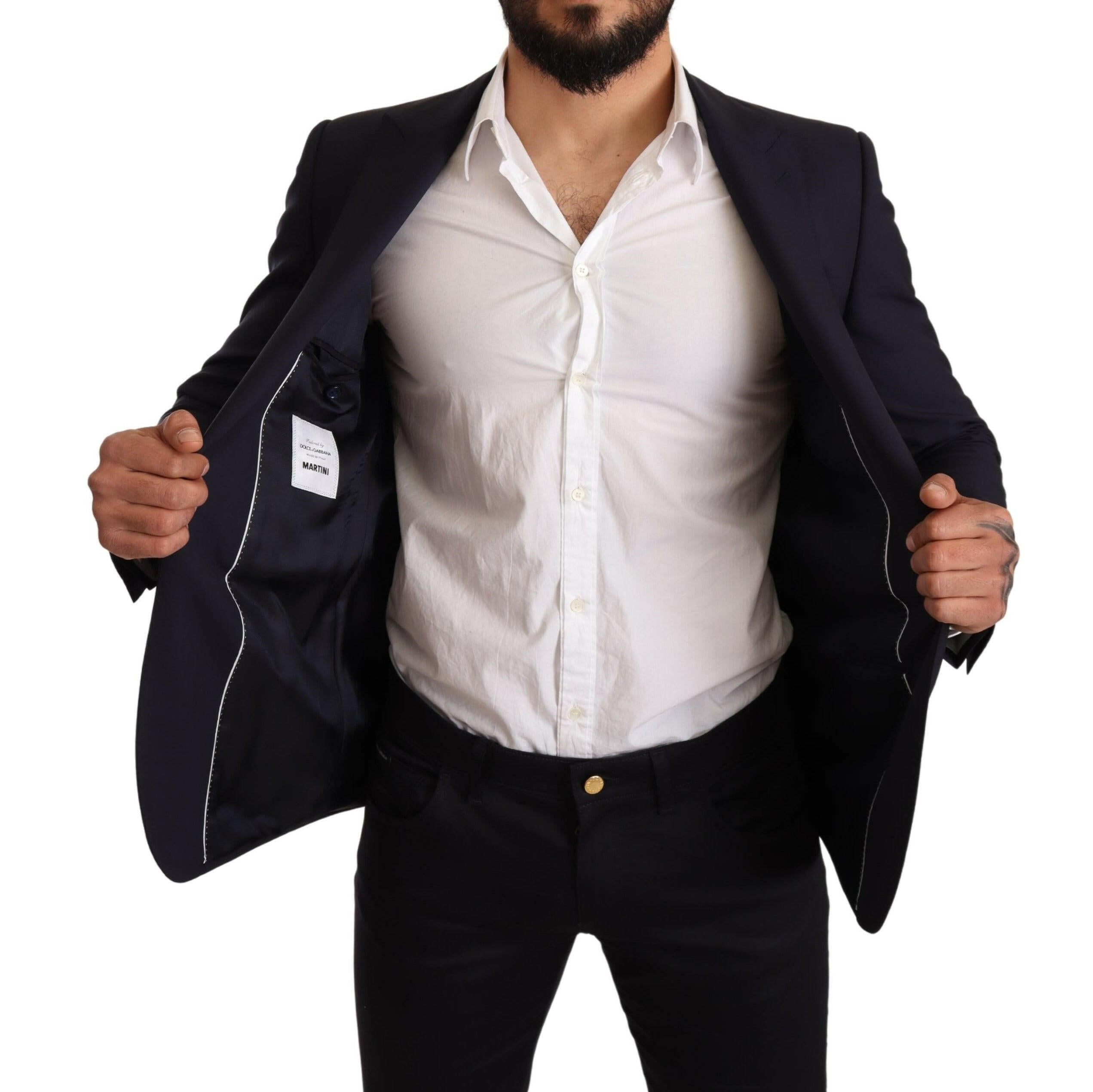 Dolce & Gabbana Navy Blue Wool Slim Fit MARTINI Blazer -   -  Dolce & Gabbana.