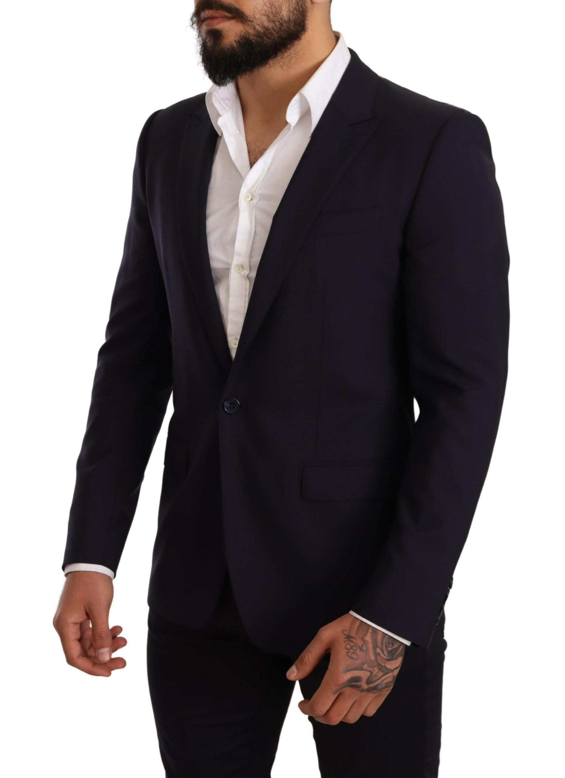 Dolce & Gabbana Navy Blue Wool Slim Fit MARTINI Blazer -   -  Dolce & Gabbana.