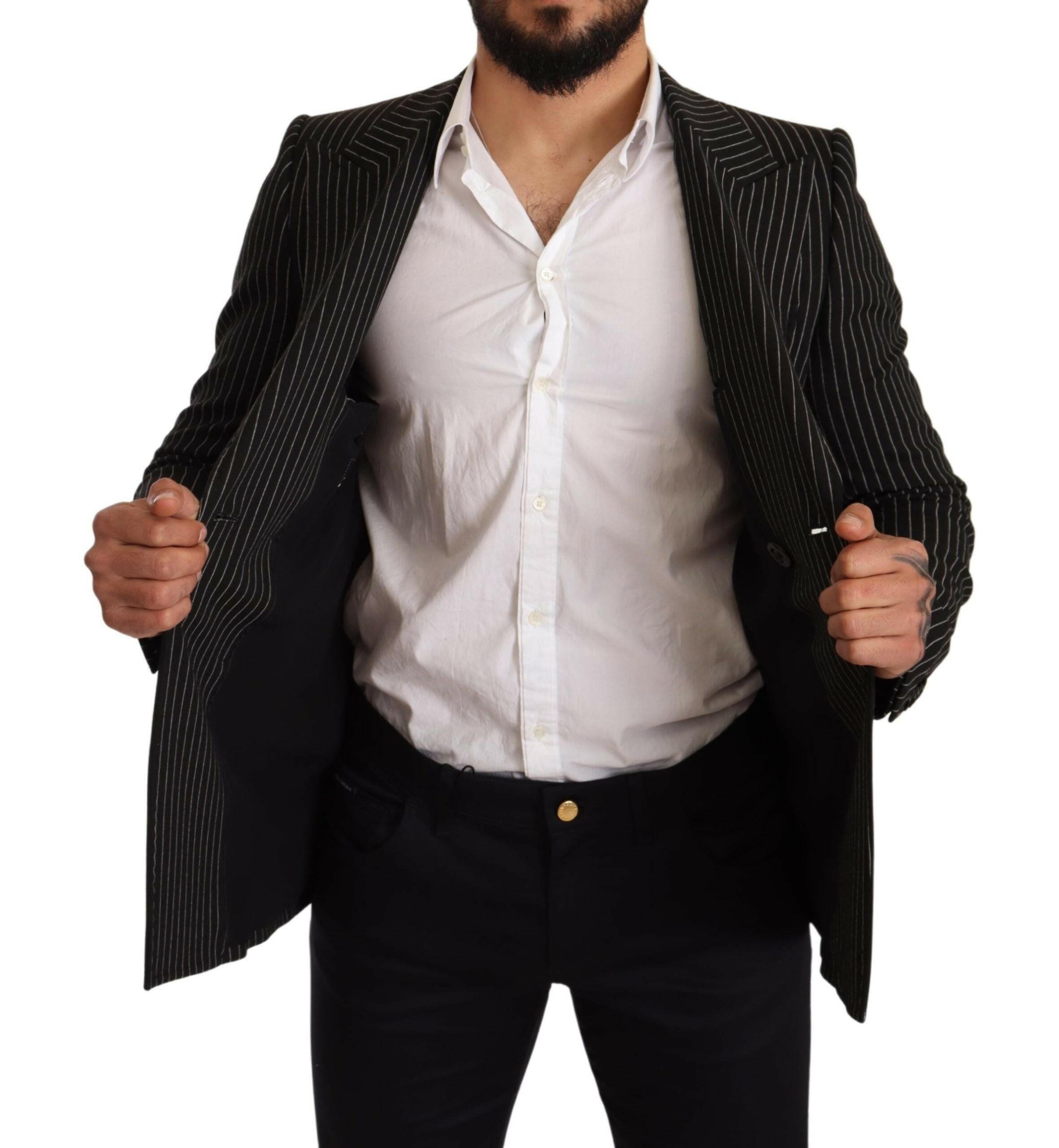 Dolce & Gabbana Black White Striped Slim Fit Coat Blazer -   -  Dolce & Gabbana.