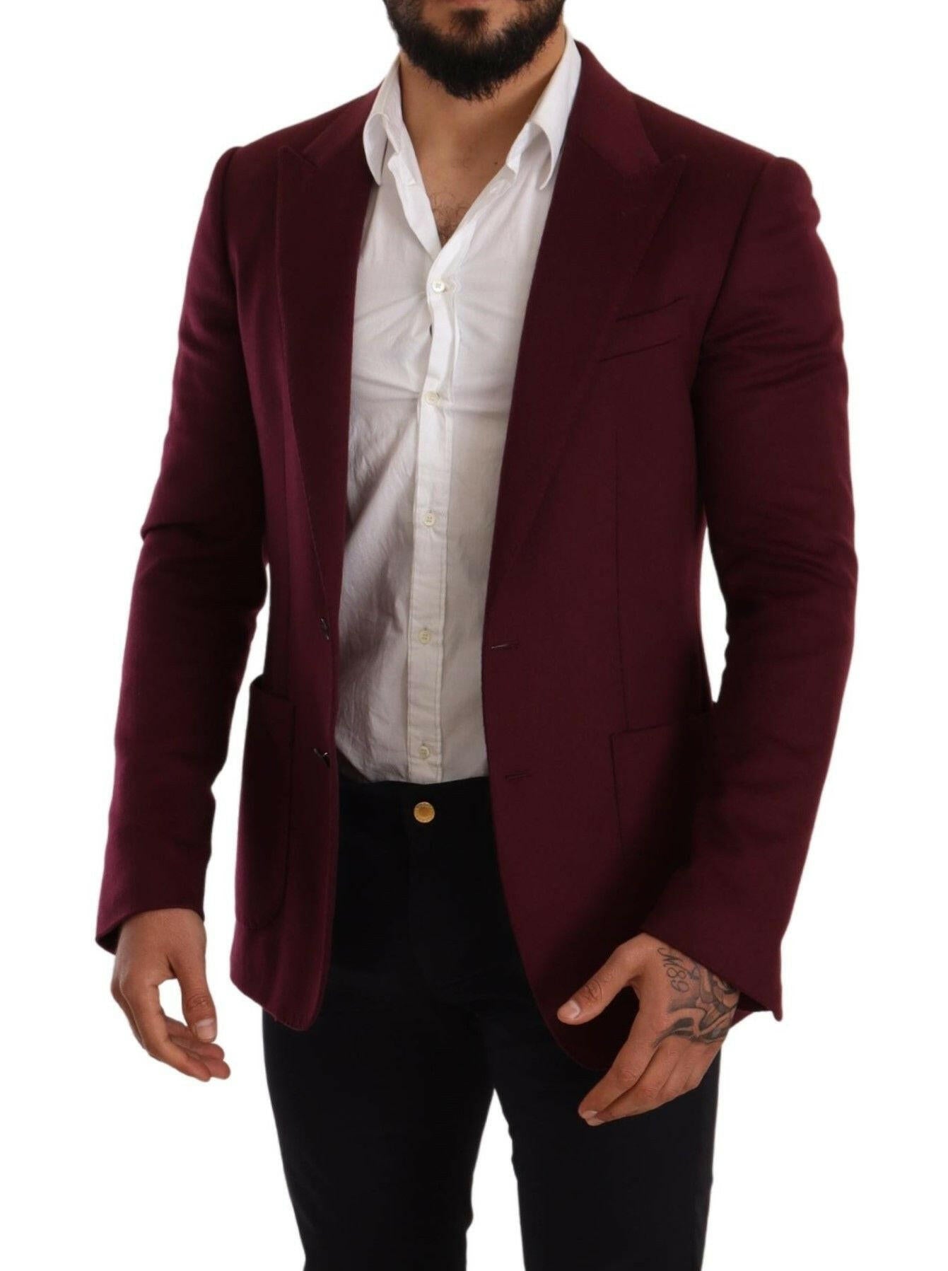 Dolce & Gabbana Maroon Cashmere Slim Fit Coat Jacket Blazer -   -  Dolce & Gabbana.