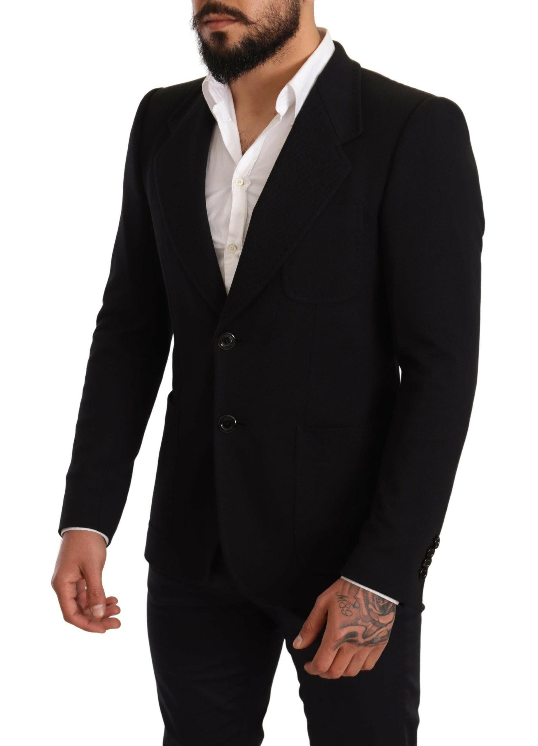 Dolce & Gabbana Black Cotton Slim Fit Coat Jacket  Blazer -   -  Dolce & Gabbana.
