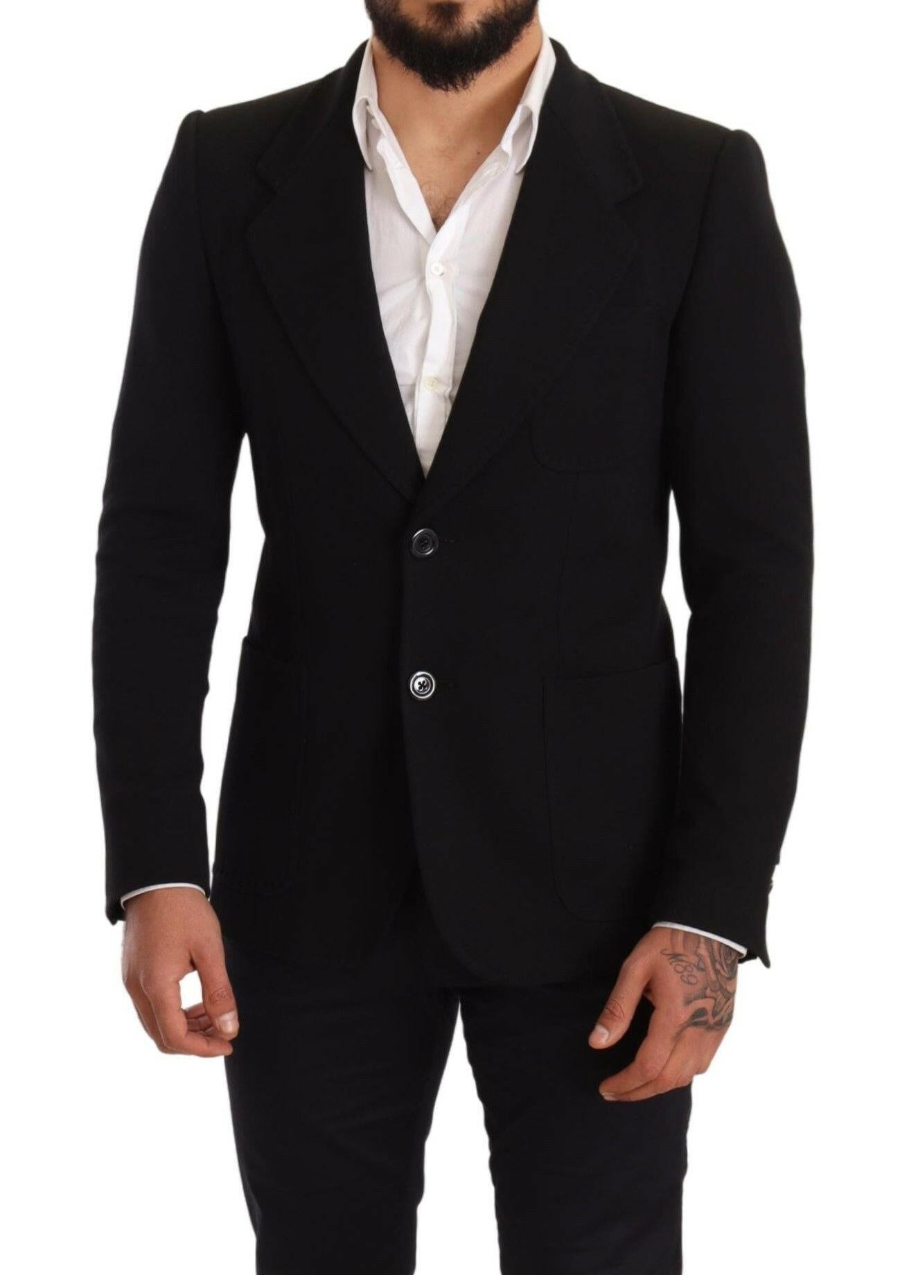 Dolce & Gabbana Black Cotton Slim Fit Coat Jacket  Blazer -   -  Dolce & Gabbana.