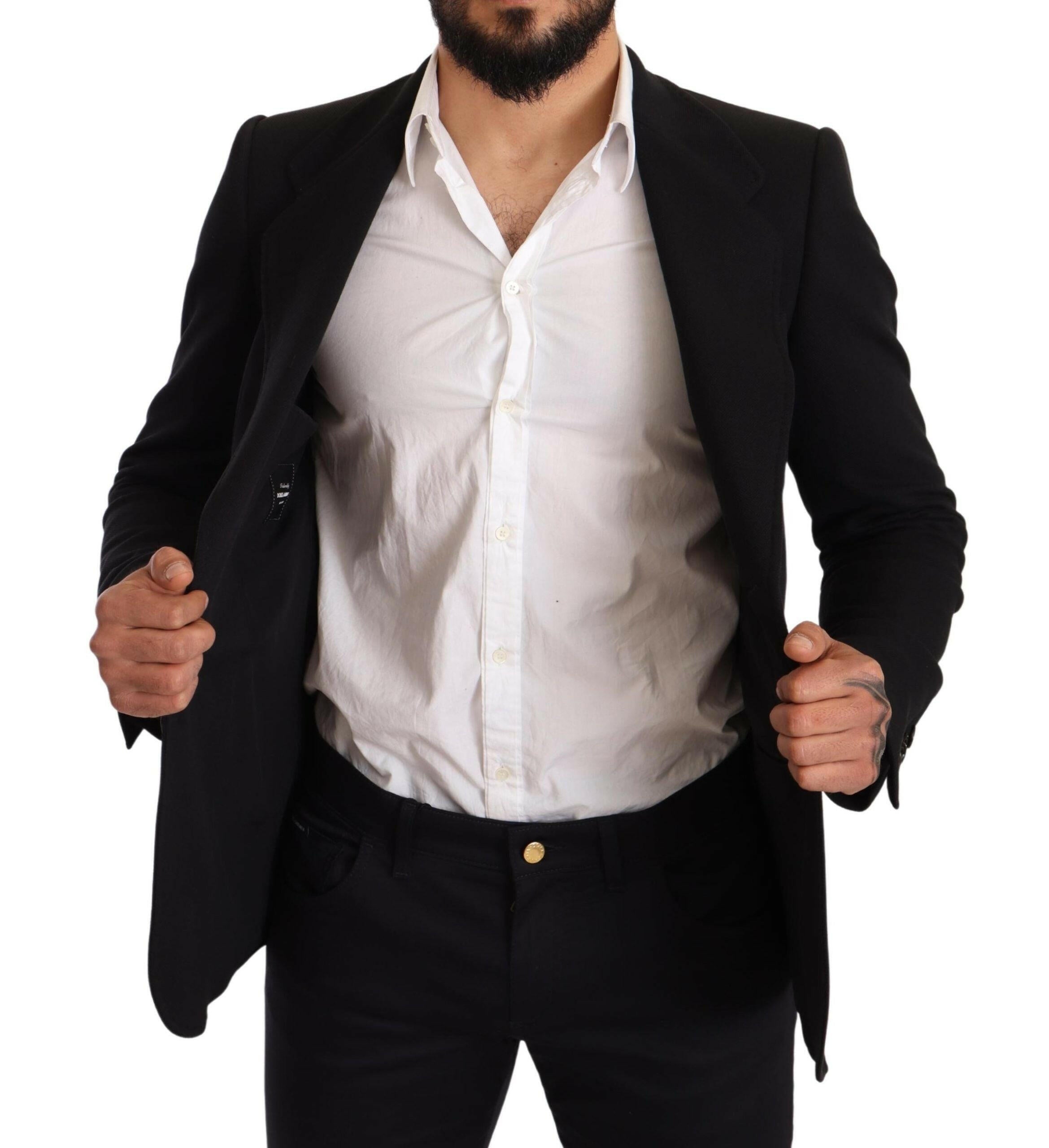 Dolce & Gabbana Black Cotton Slim Fit Coat Jacket  Blazer -   -  Dolce & Gabbana.