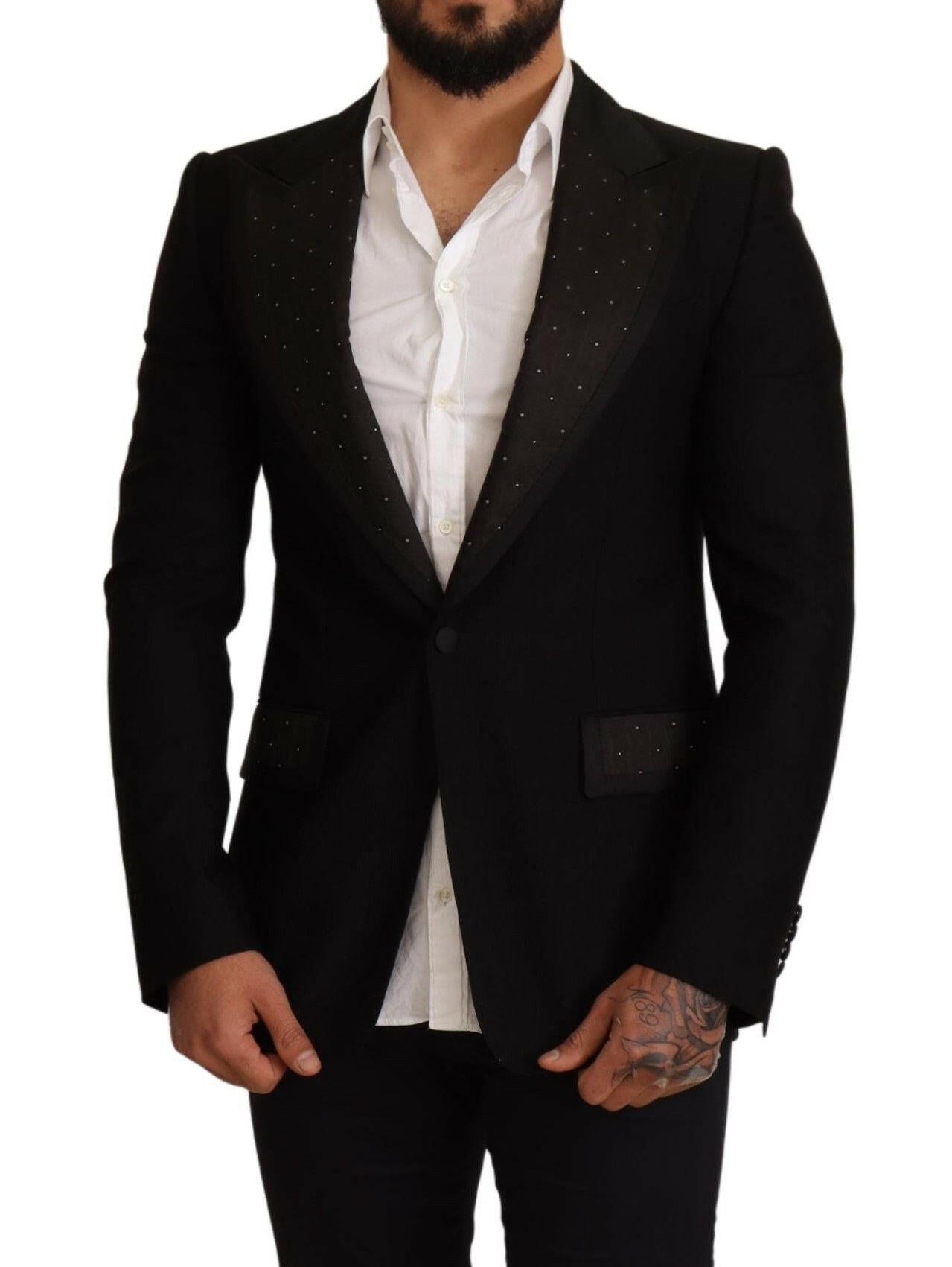 Dolce & Gabbana Black Wool Slim Fit Coat Blazer Jacket -   -  Dolce & Gabbana.