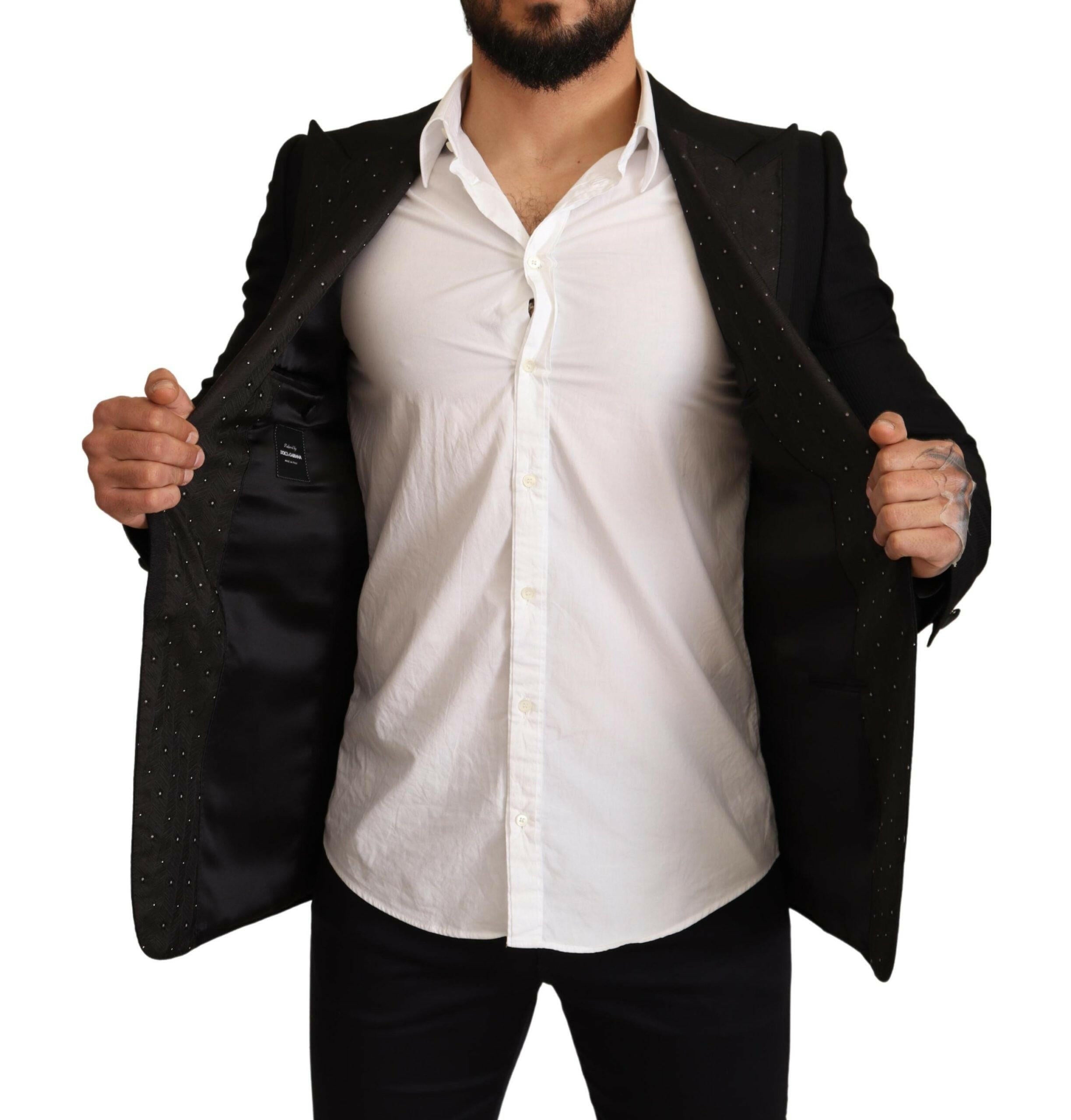 Dolce & Gabbana Black Wool Slim Fit Coat Blazer Jacket -   -  Dolce & Gabbana.