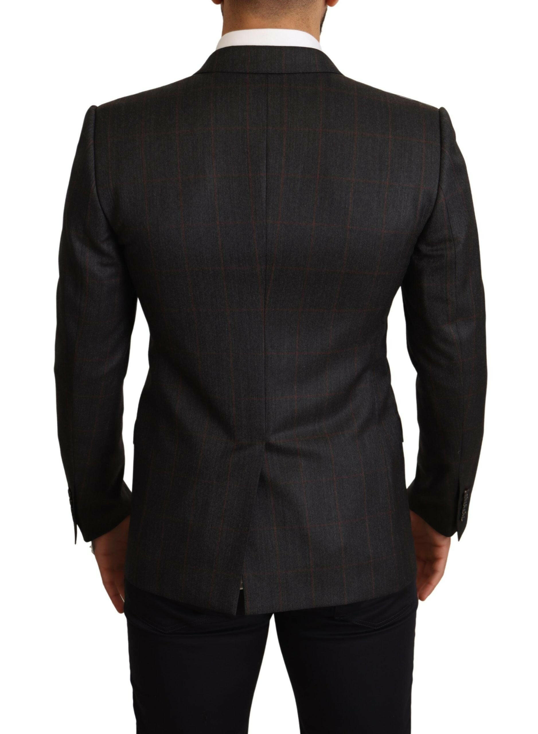 Dolce & Gabbana Gray Check Wool Slim Fit Blazer Jacket -   -  Dolce & Gabbana.