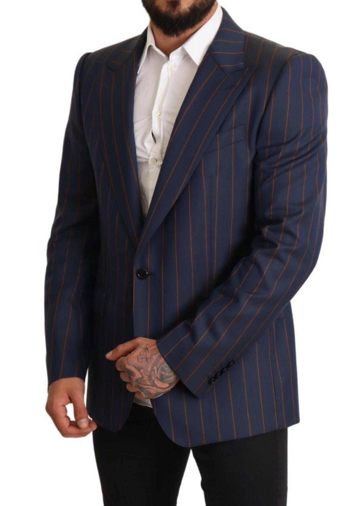 Dolce & Gabbana Blue Striped Wool Slim Fit Blazer Jacket -   -  Dolce & Gabbana.