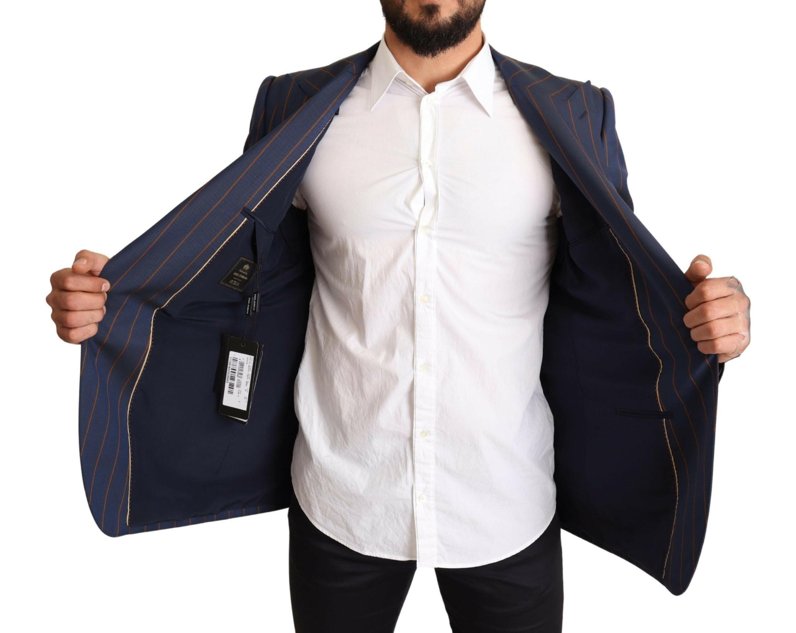 Dolce & Gabbana Blue Striped Wool Slim Fit Blazer Jacket -   -  Dolce & Gabbana.