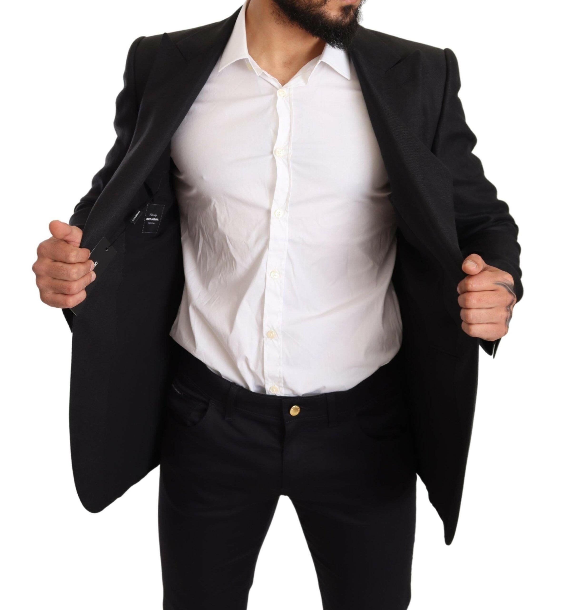 Dolce & Gabbana Black Linen Slim Fit Coat Jacket Blazer -   -  Dolce & Gabbana.
