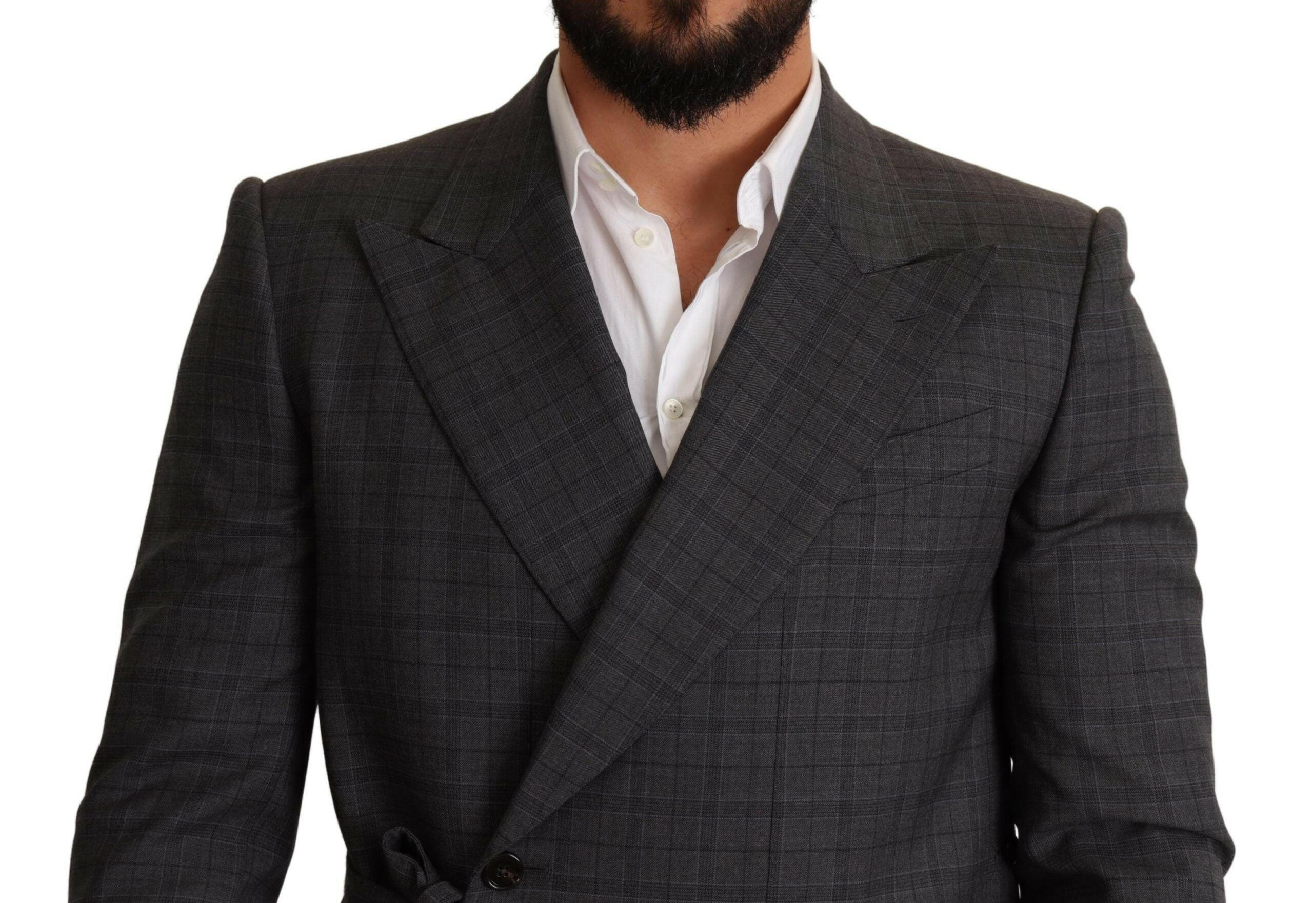 Dolce & Gabbana Gray Check Wool Slim Fit Blazer Jacket -   -  Dolce & Gabbana.