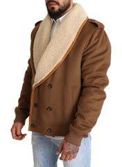 Dolce & Gabbana Brown Double Breasted Shearling Coat Jacket -   -  Dolce & Gabbana.