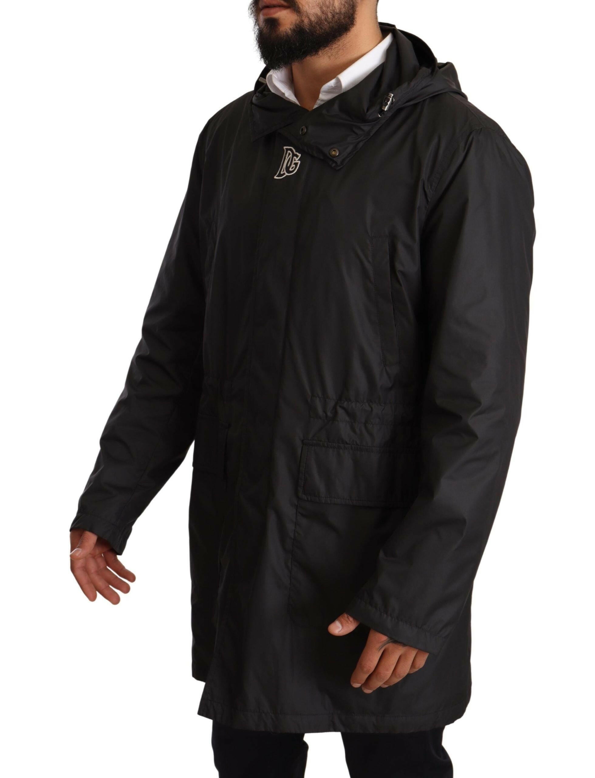 Dolce & Gabbana Black Hooded Mens Trench Coat Jacket -   -  Dolce & Gabbana.