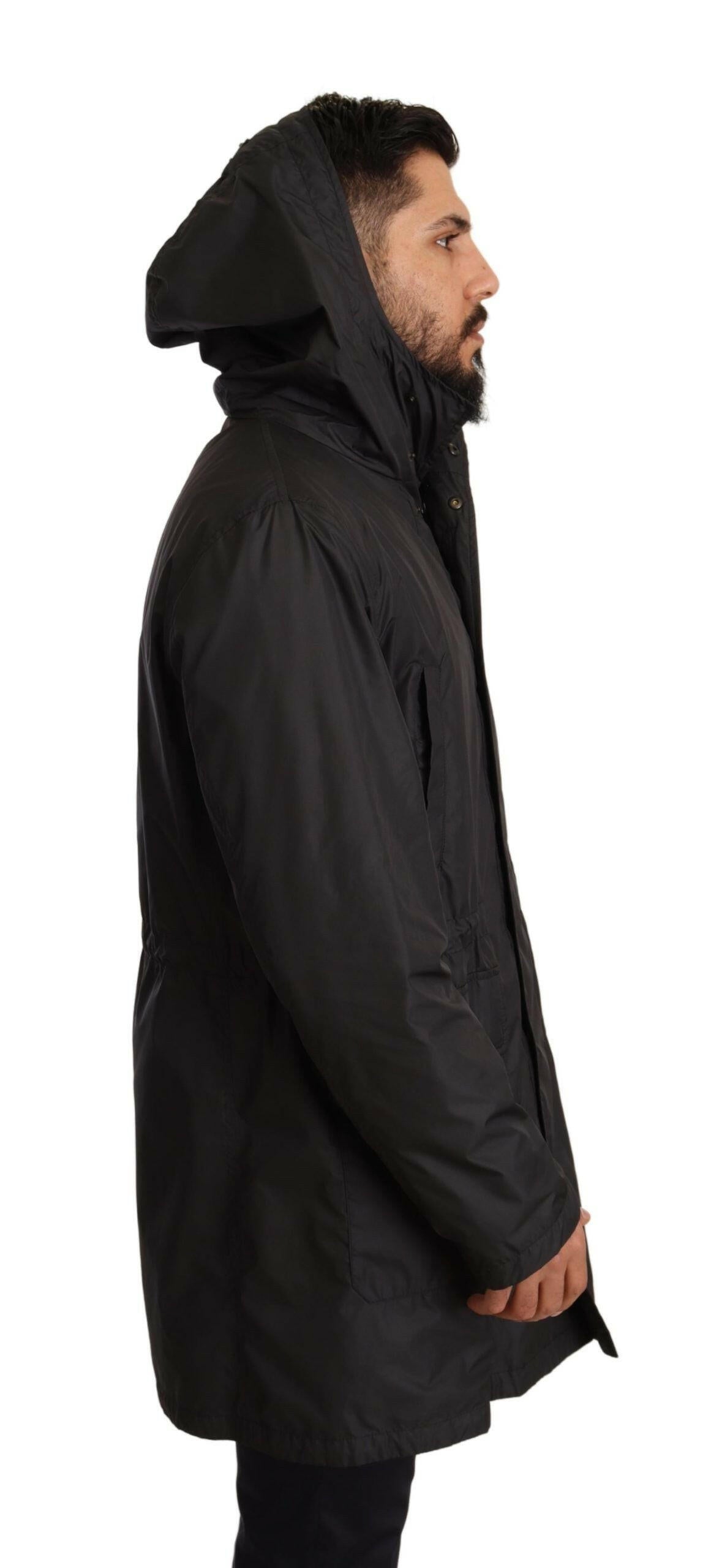 Dolce & Gabbana Black Hooded Mens Trench Coat Jacket -   -  Dolce & Gabbana.