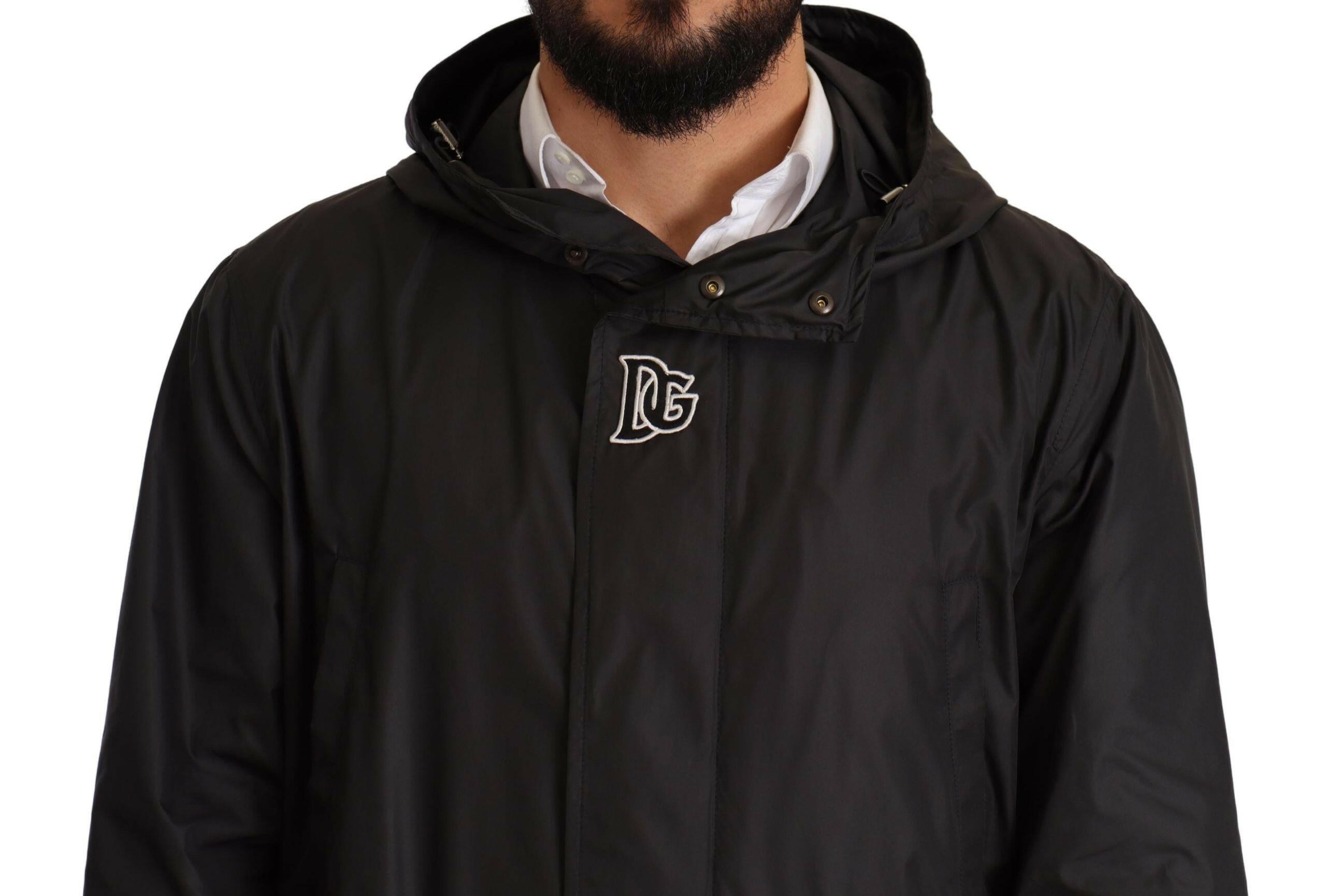 Dolce & Gabbana Black Hooded Mens Trench Coat Jacket -   -  Dolce & Gabbana.