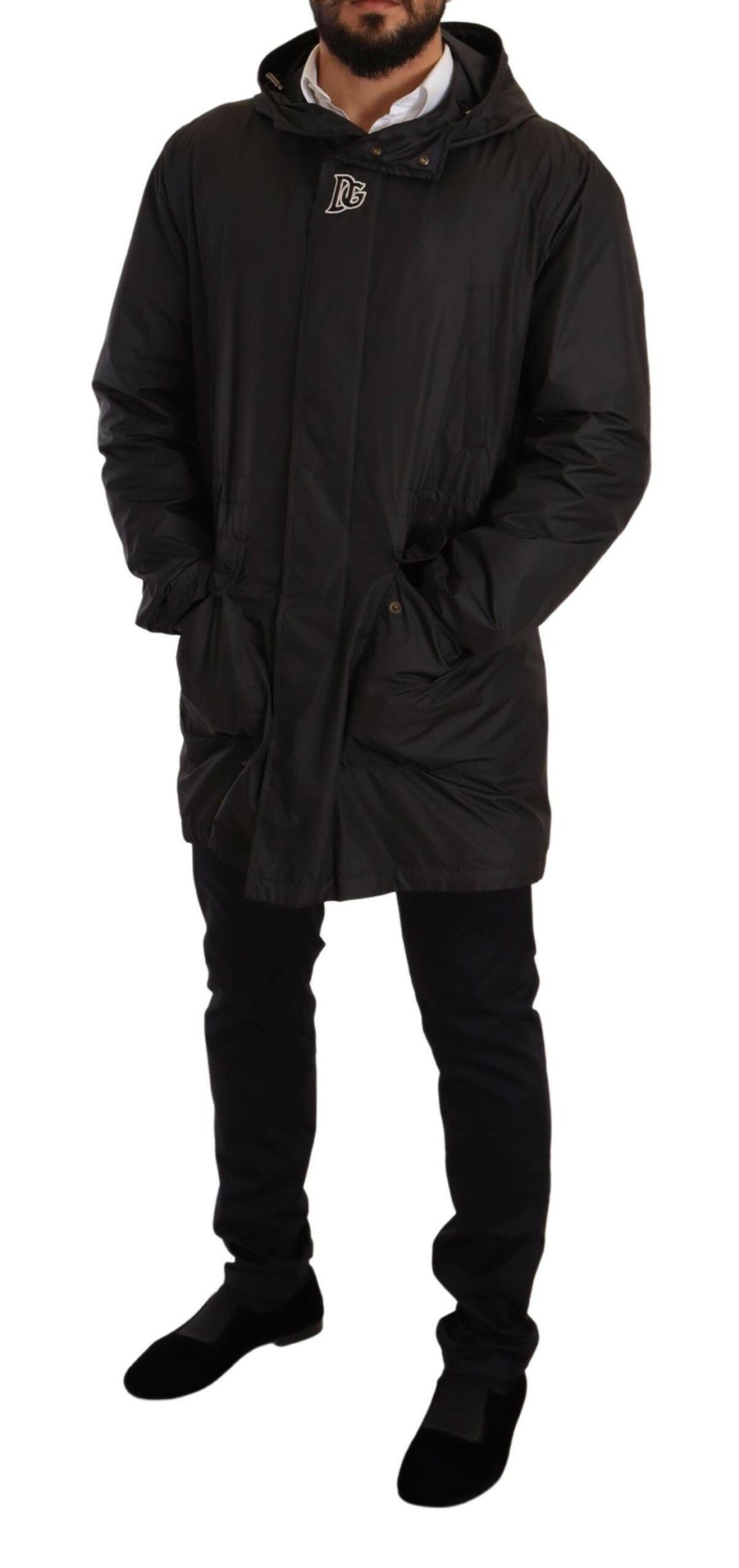 Dolce & Gabbana Black Hooded Mens Trench Coat Jacket -   -  Dolce & Gabbana.