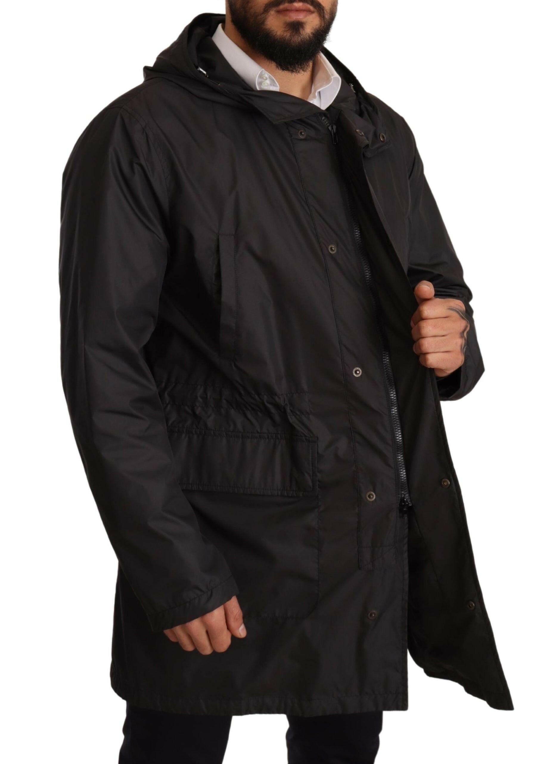 Dolce & Gabbana Black Hooded Mens Trench Coat Jacket -   -  Dolce & Gabbana.