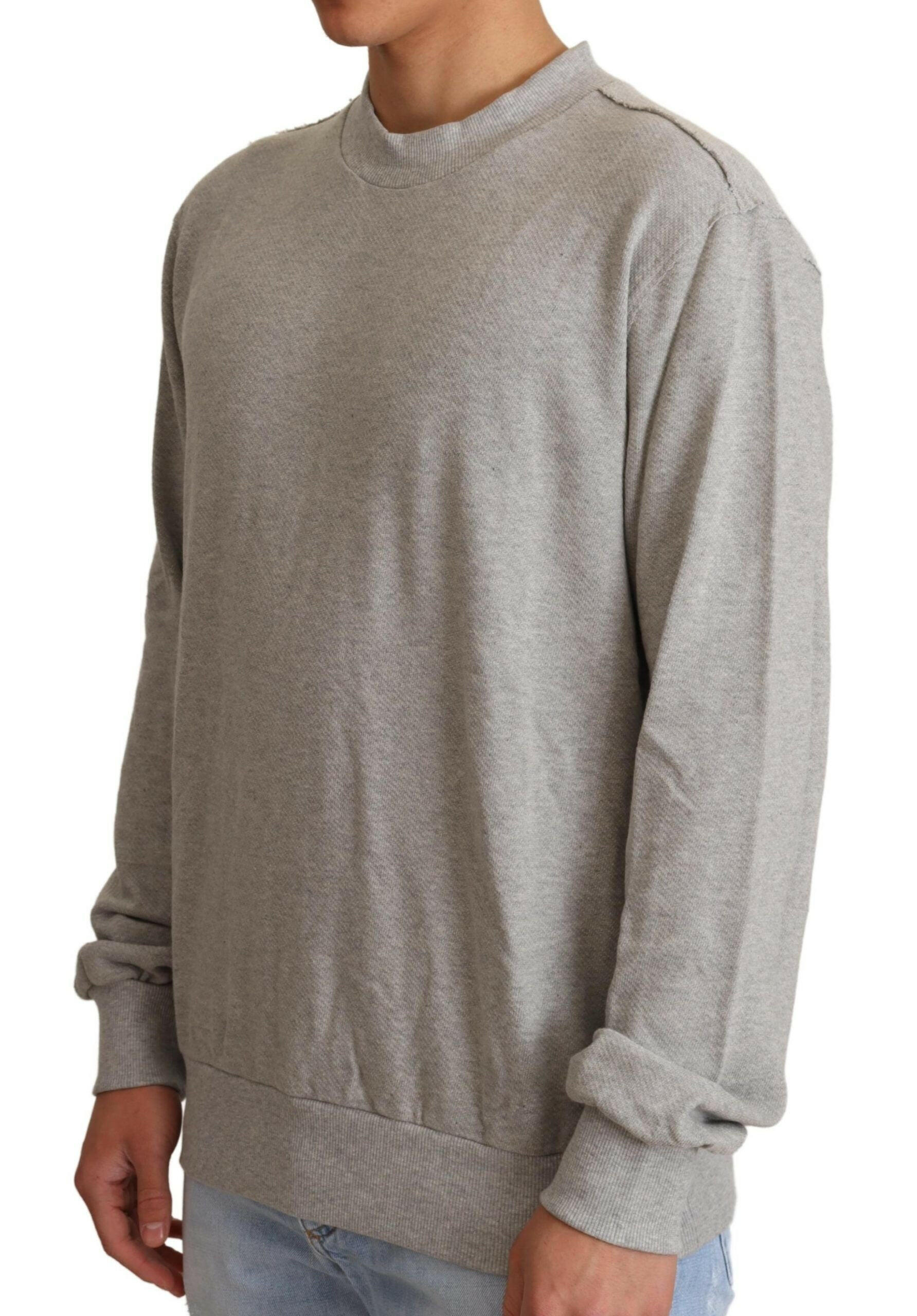 Dolce & Gabbana Gray Cotton Crewneck Pullover Sweater -   -  Dolce & Gabbana.