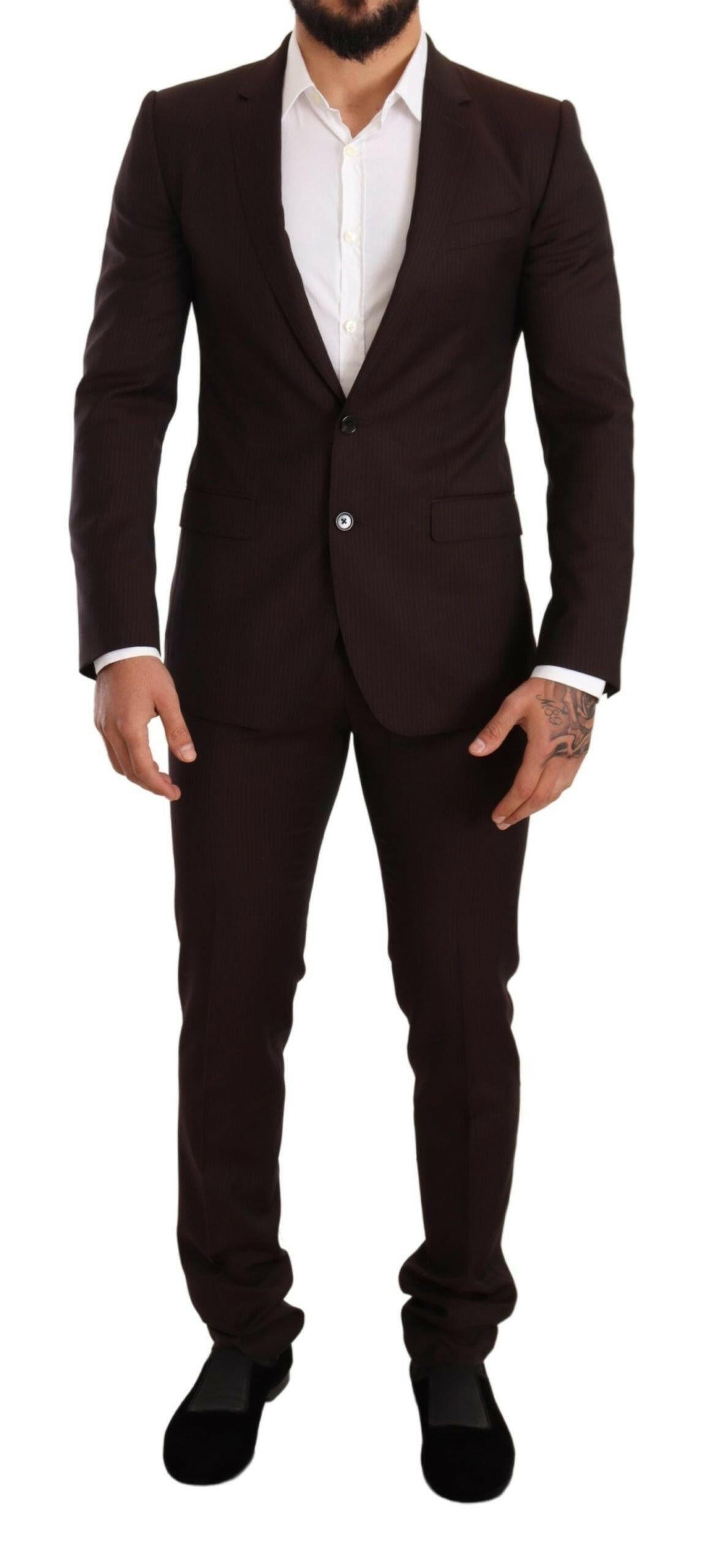 Dolce & Gabbana Bordeaux Wool MARTINI Slim Fit Suit -   -  Dolce & Gabbana.
