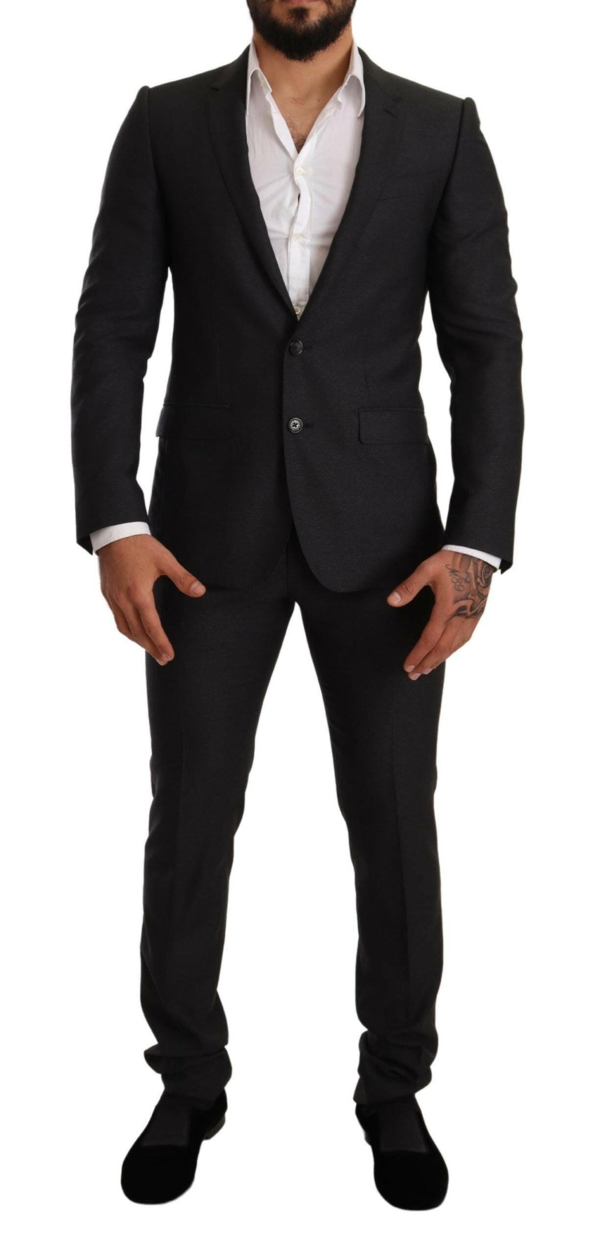 Dolce & Gabbana Gray Wool MARTINI Slim Fit Set Suit -   -  Dolce & Gabbana.