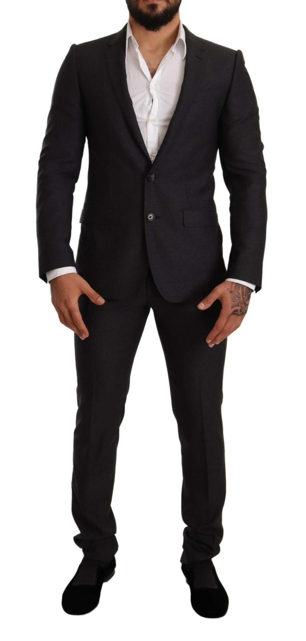 Dolce & Gabbana Gray Wool MARTINI Slim Fit Set Suit -   -  Dolce & Gabbana.