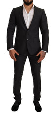 Dolce & Gabbana Gray Wool MARTINI Slim Fit Set Suit -   -  Dolce & Gabbana.