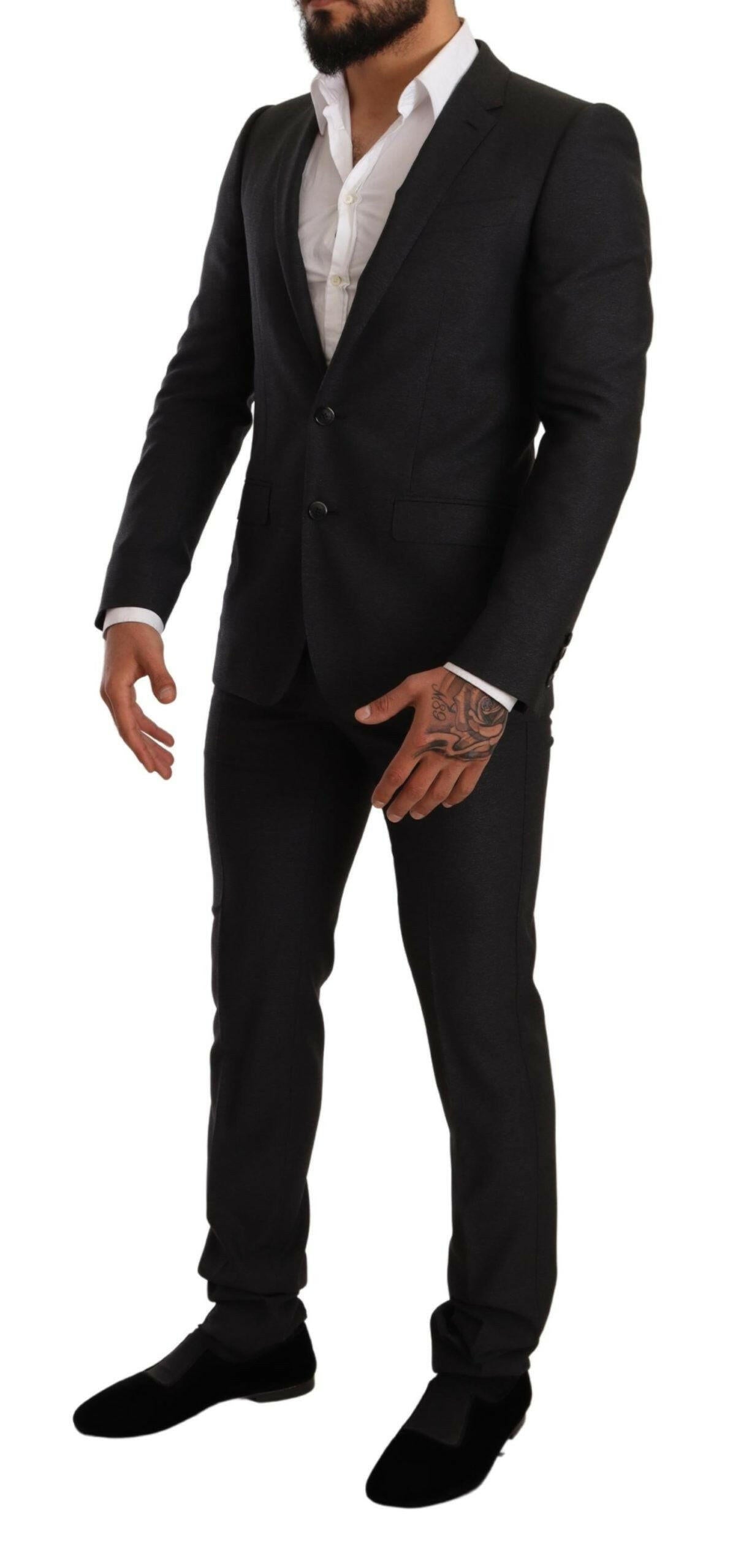 Dolce & Gabbana Gray Wool MARTINI Slim Fit Set Suit -   -  Dolce & Gabbana.
