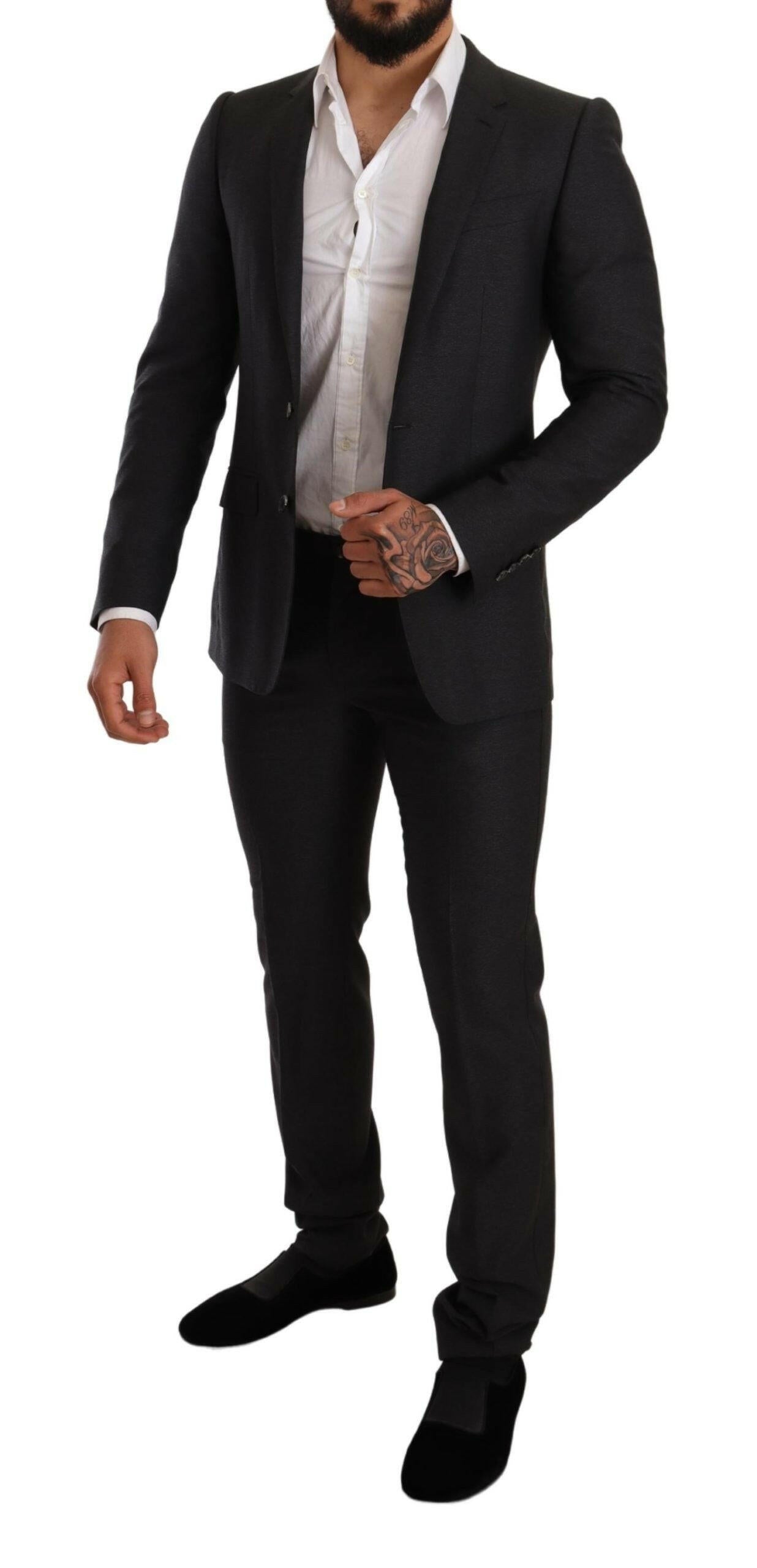 Dolce & Gabbana Gray Wool MARTINI Slim Fit Set Suit -   -  Dolce & Gabbana.