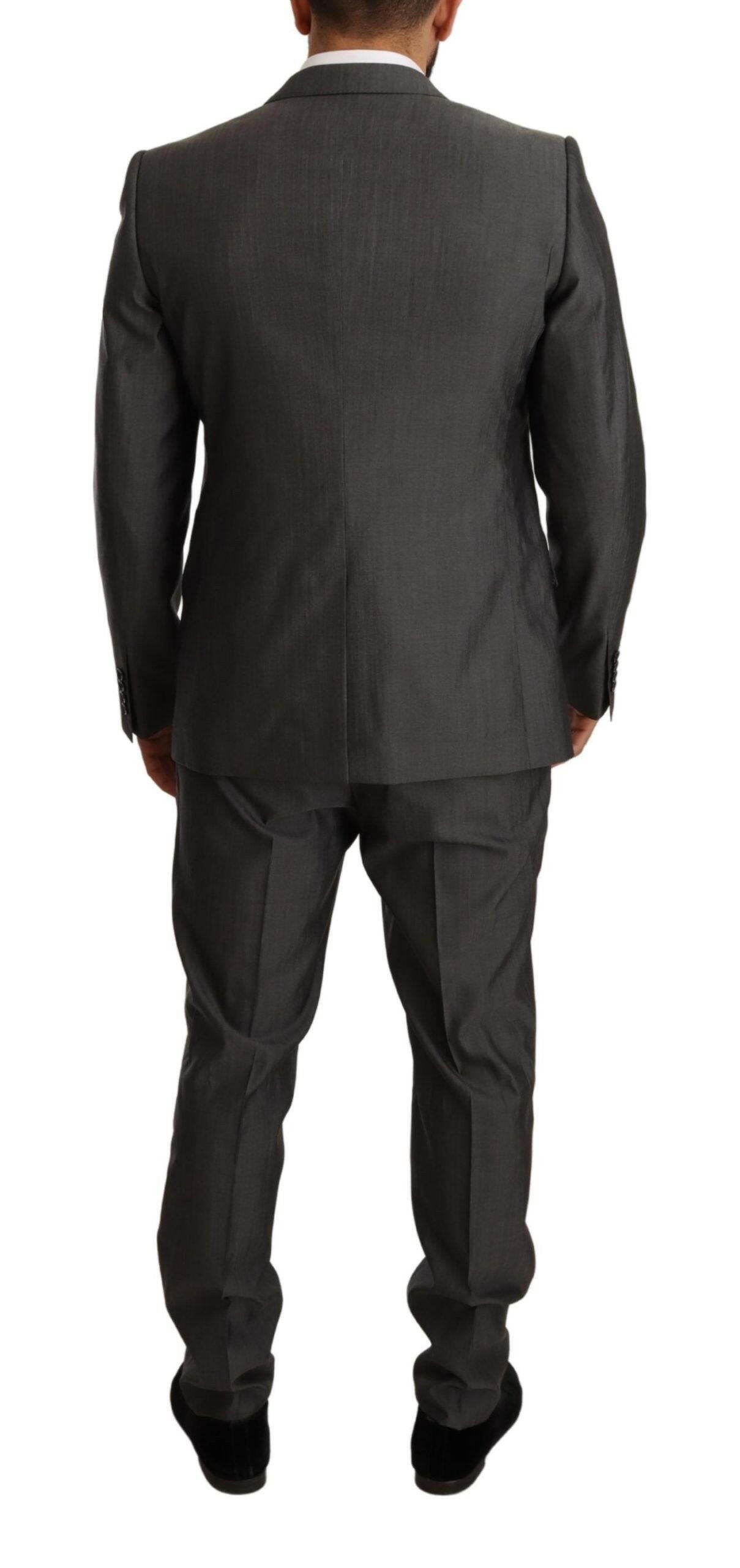 Dolce & Gabbana Gray Metallic MARTINI Slim Fit Set Suit -   -  Dolce & Gabbana.