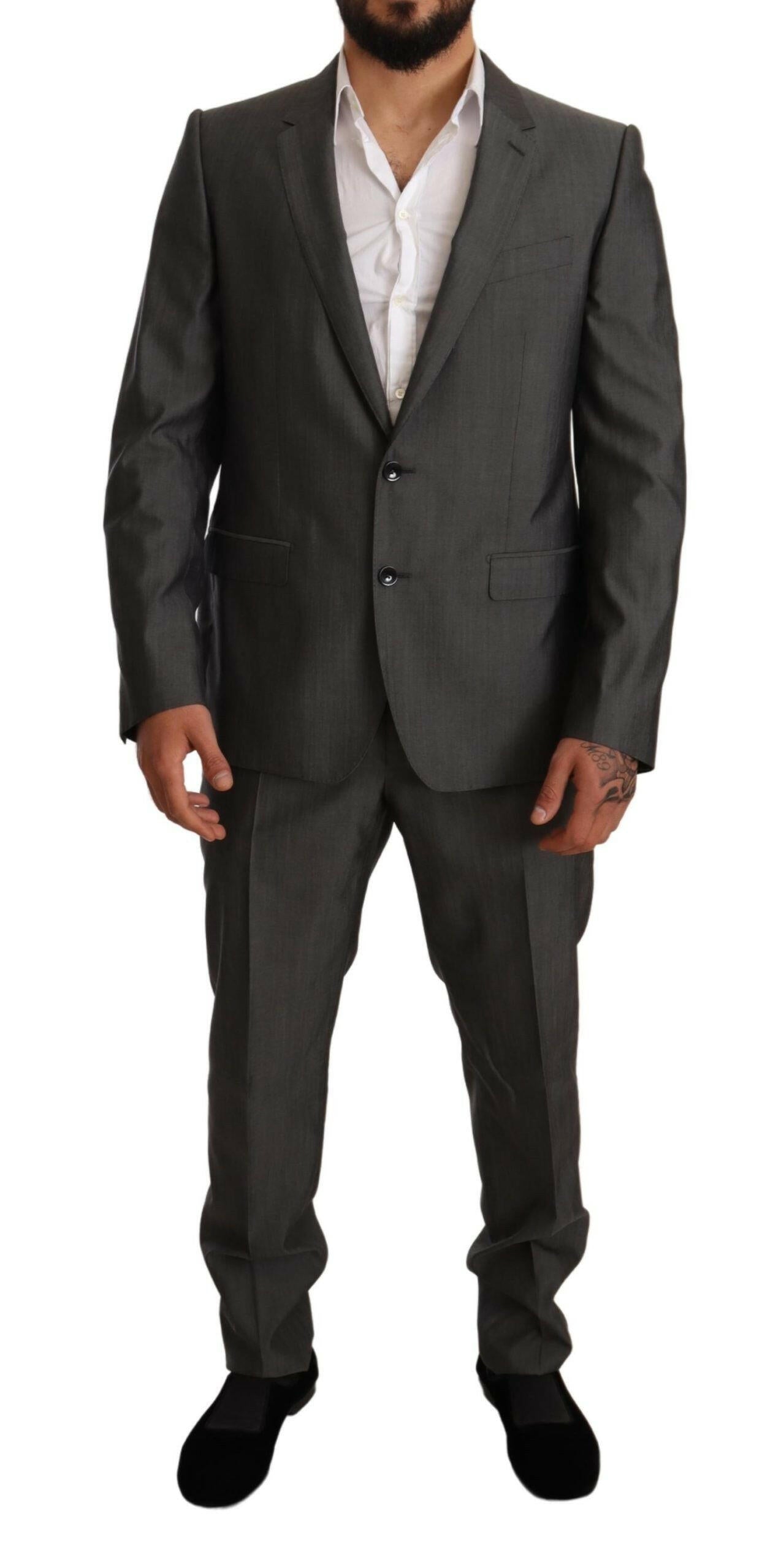 Dolce & Gabbana Gray Metallic MARTINI Slim Fit Set Suit -   -  Dolce & Gabbana.